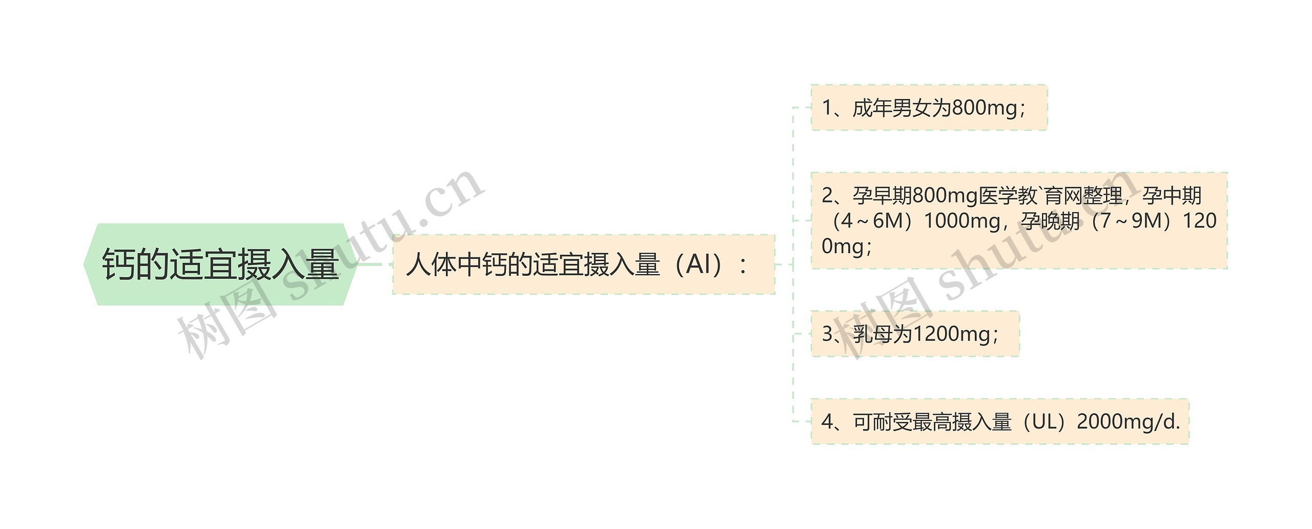 钙的适宜摄入量思维导图