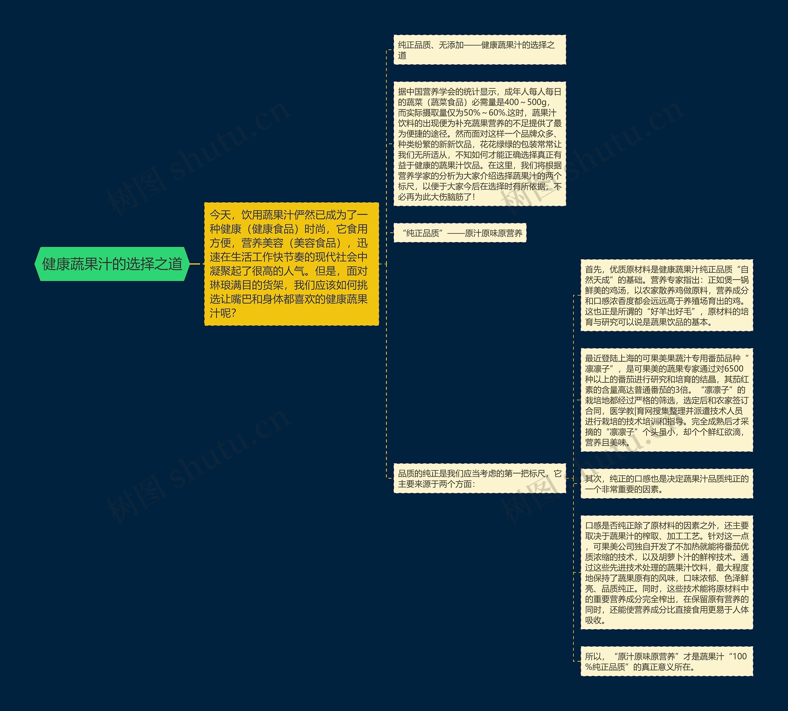 健康蔬果汁的选择之道思维导图