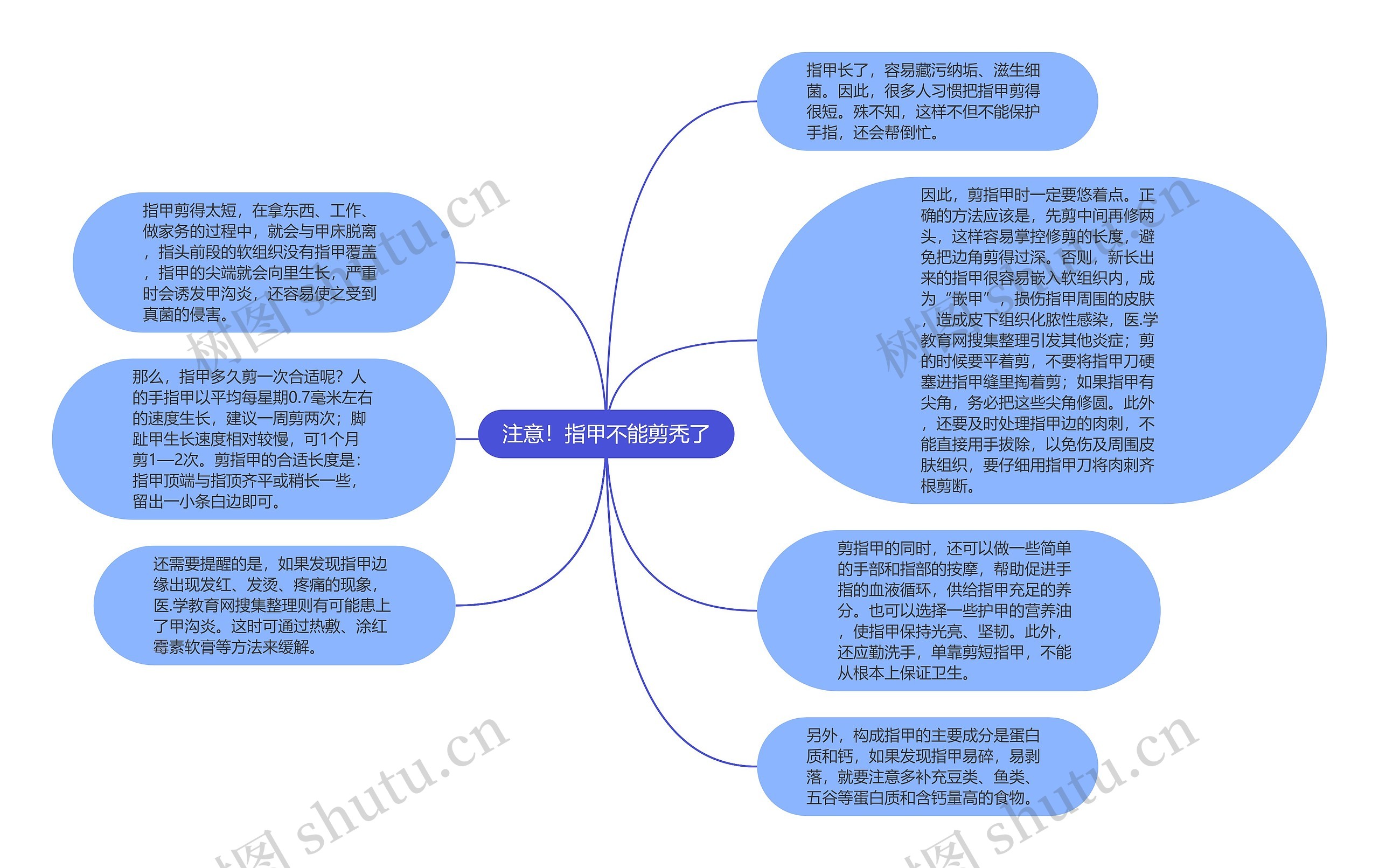 注意！指甲不能剪秃了思维导图