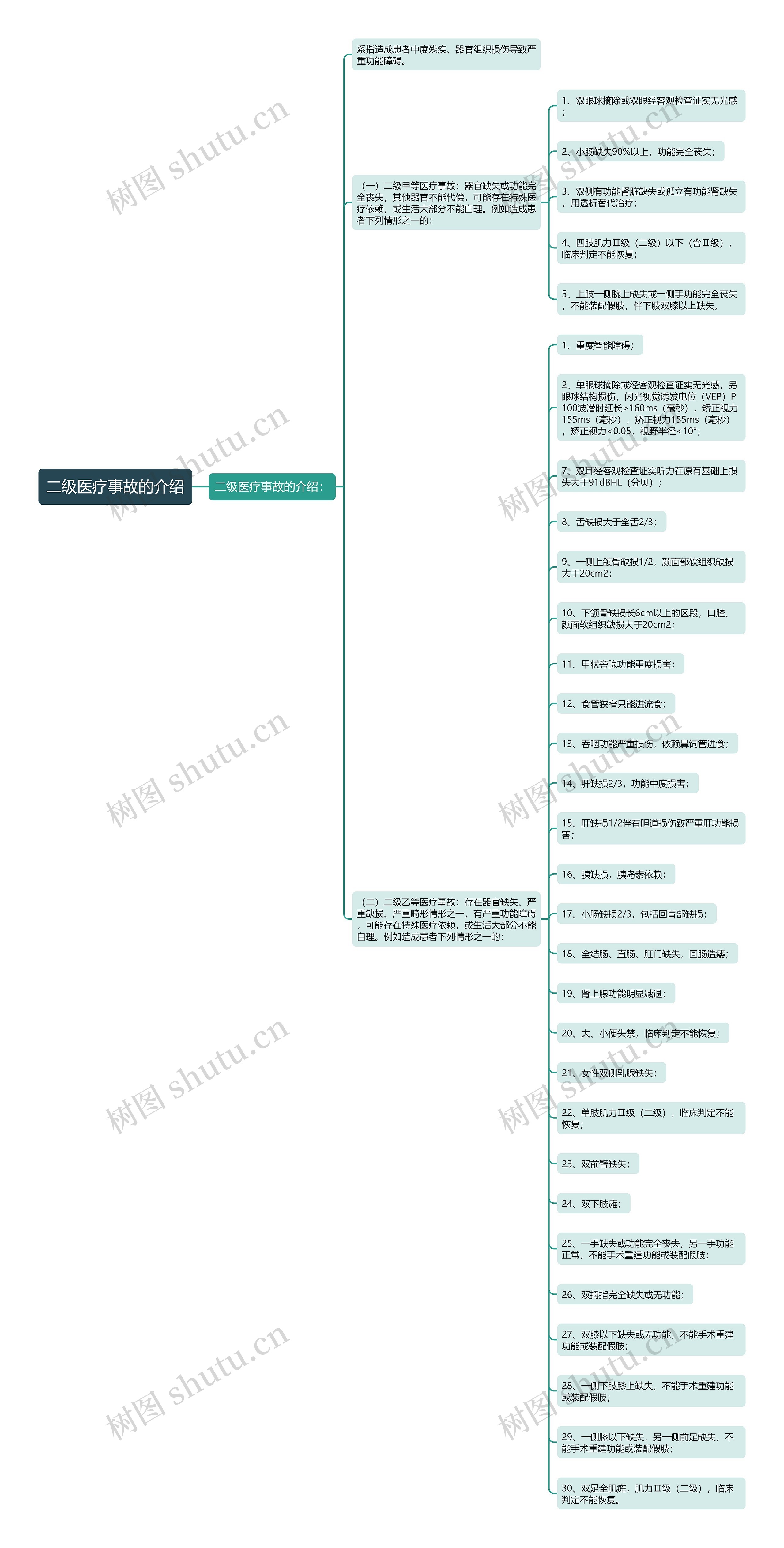 二级医疗事故的介绍思维导图