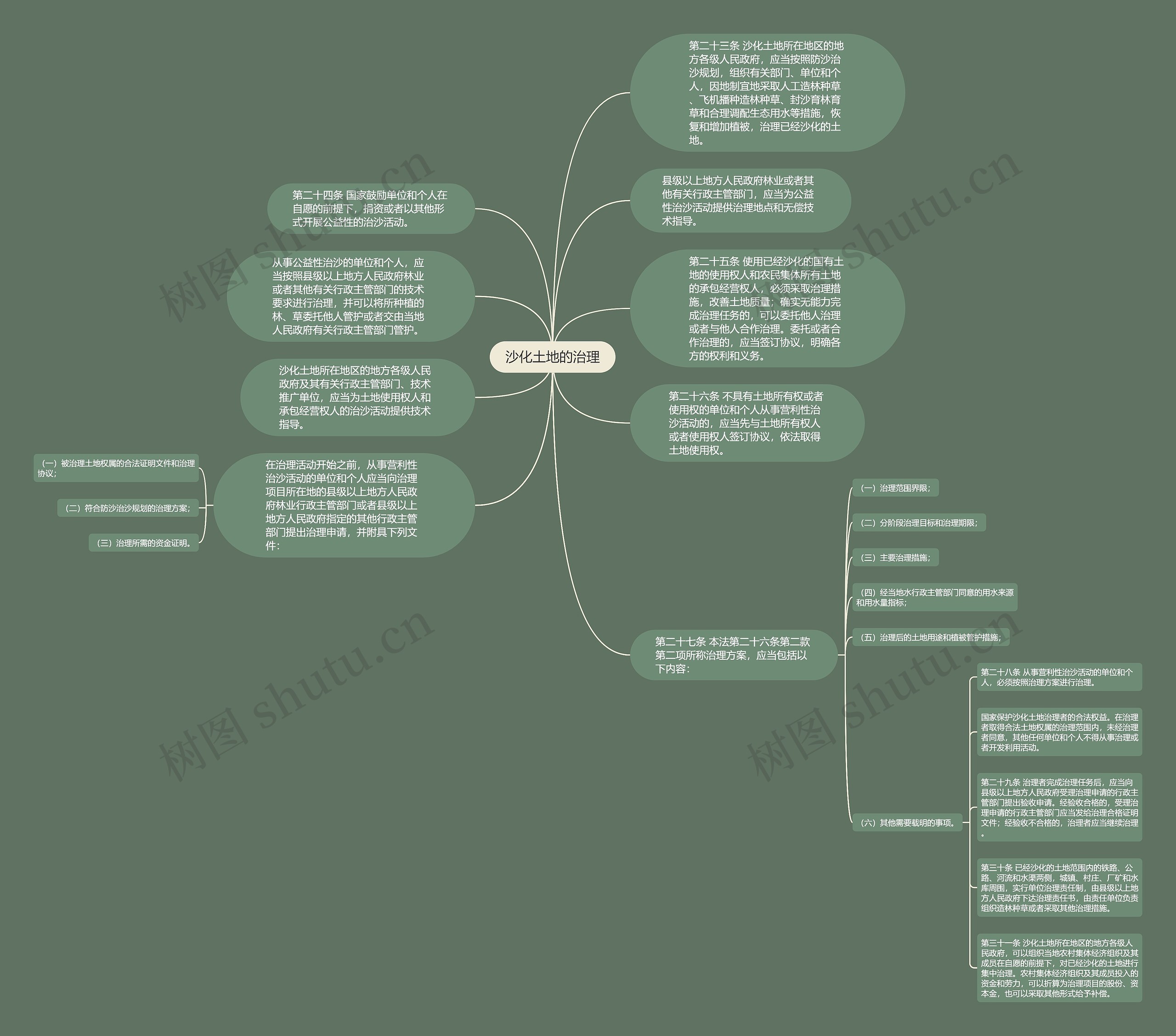 沙化土地的治理思维导图
