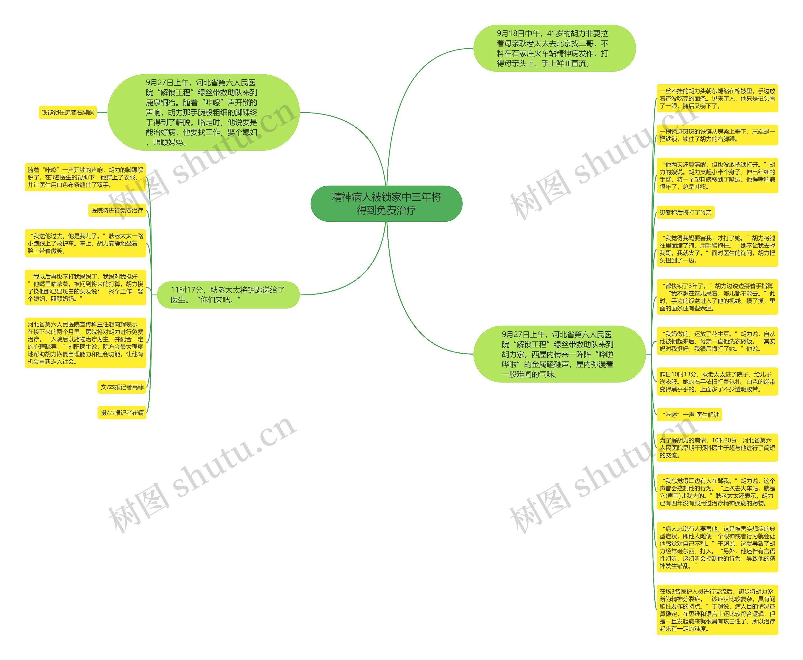精神病人被锁家中三年将得到免费治疗思维导图