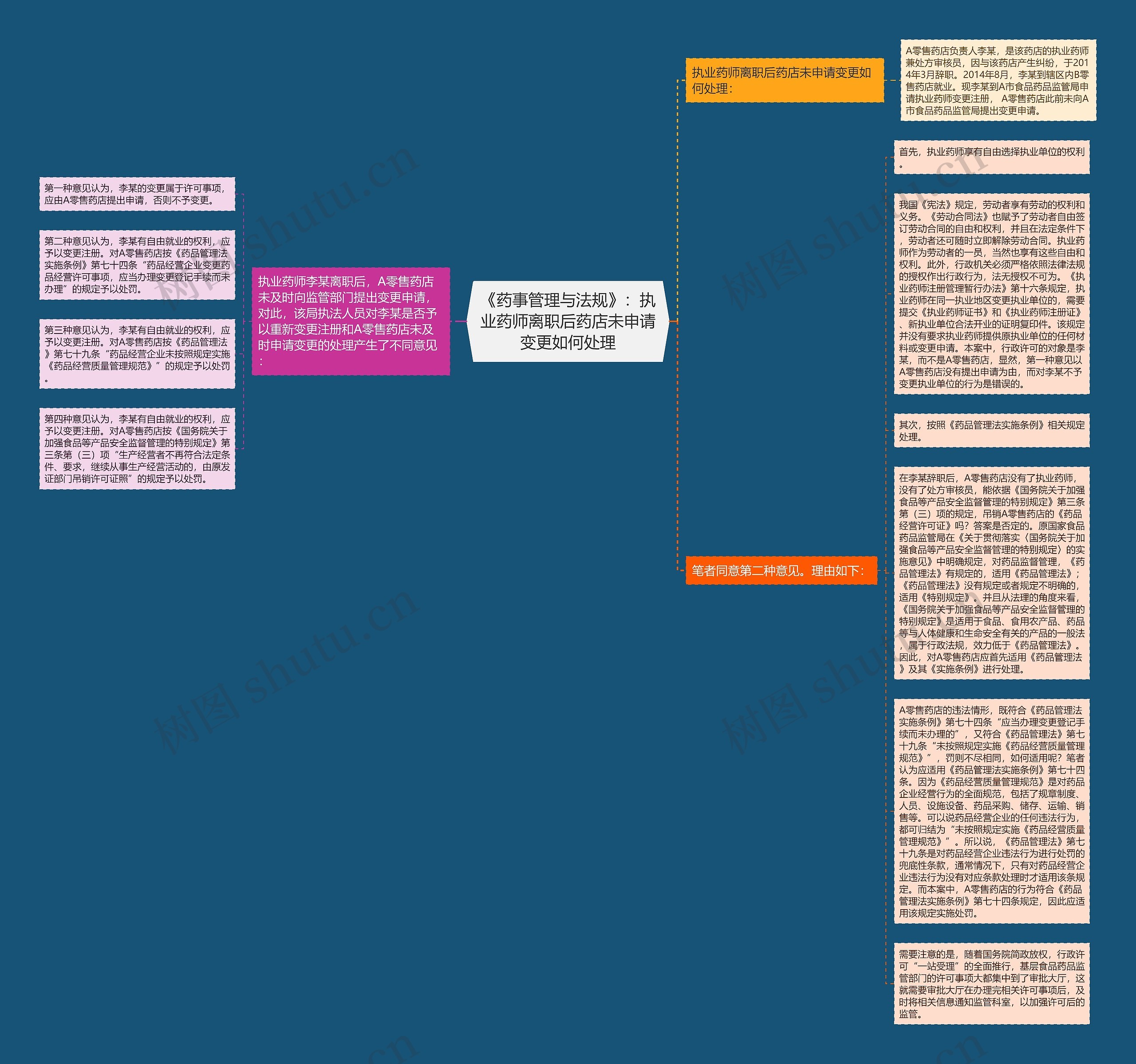 《药事管理与法规》：执业药师离职后药店未申请变更如何处理思维导图