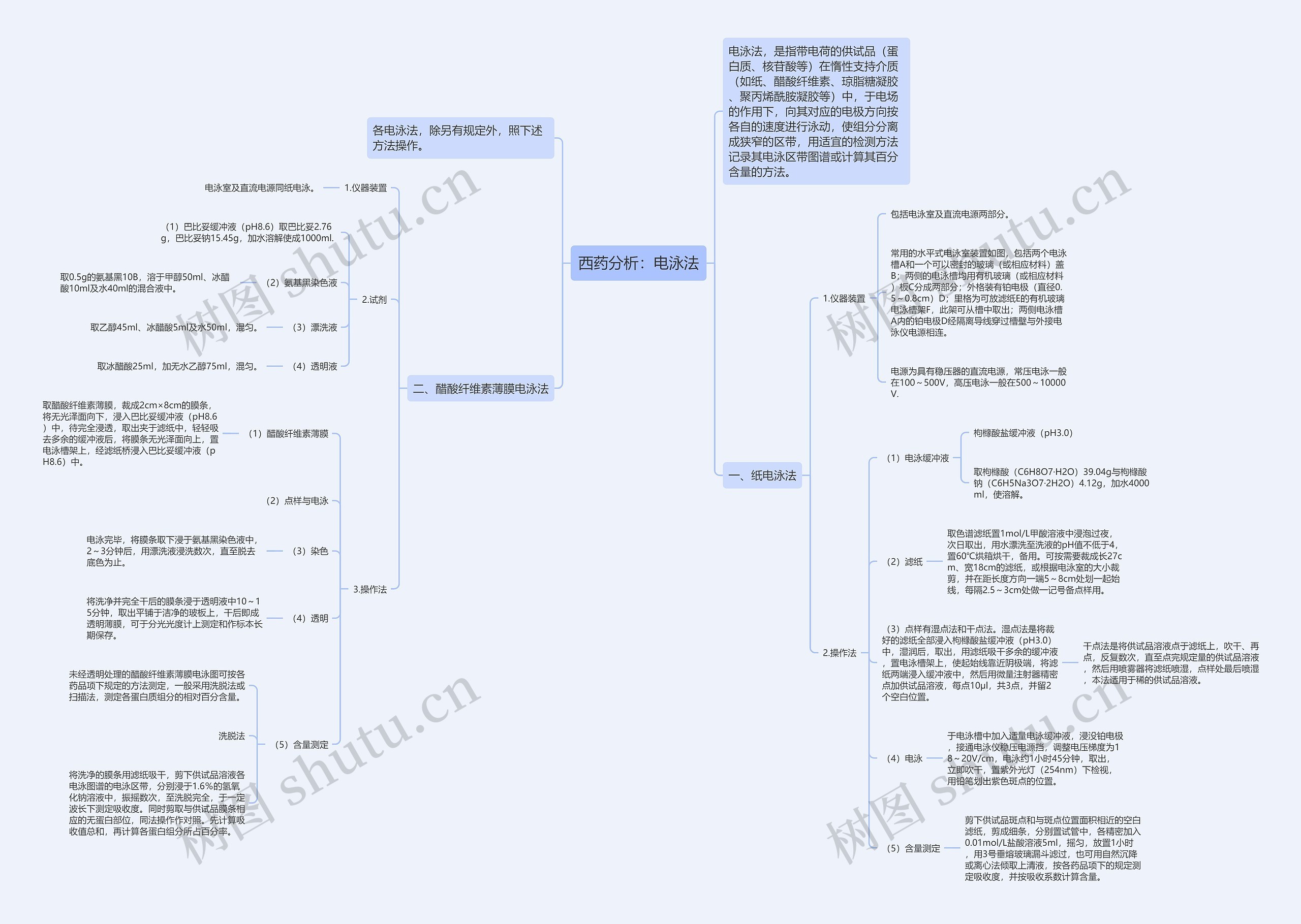 西药分析：电泳法思维导图