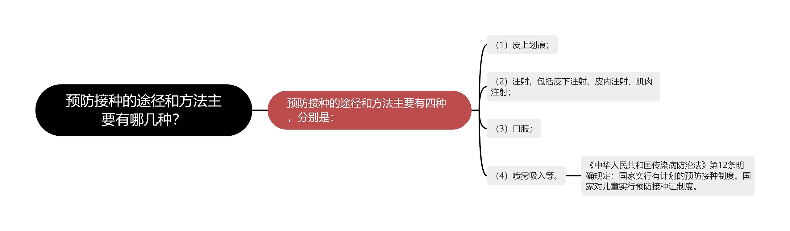 预防接种的途径和方法主要有哪几种？思维导图