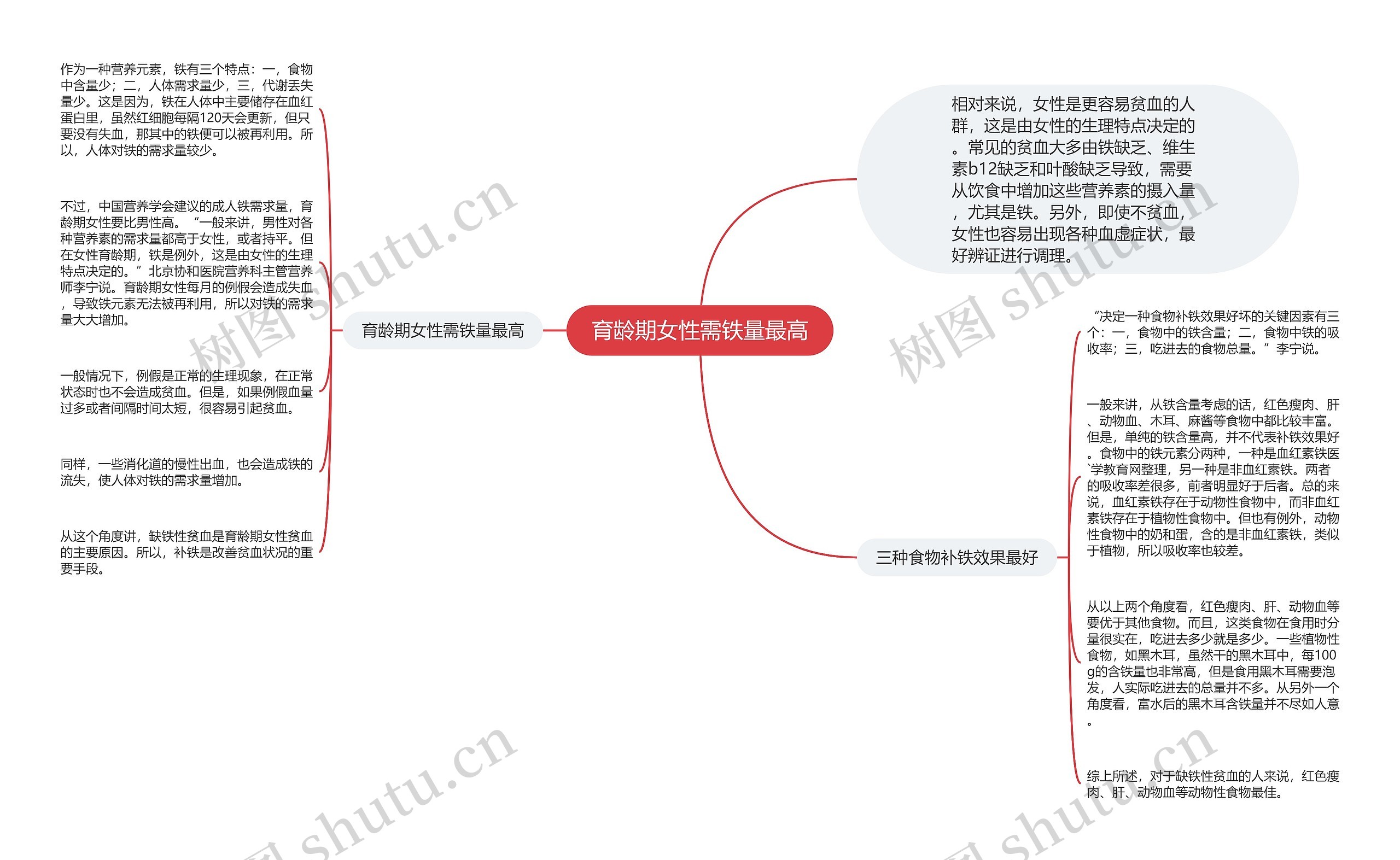 育龄期女性需铁量最高思维导图