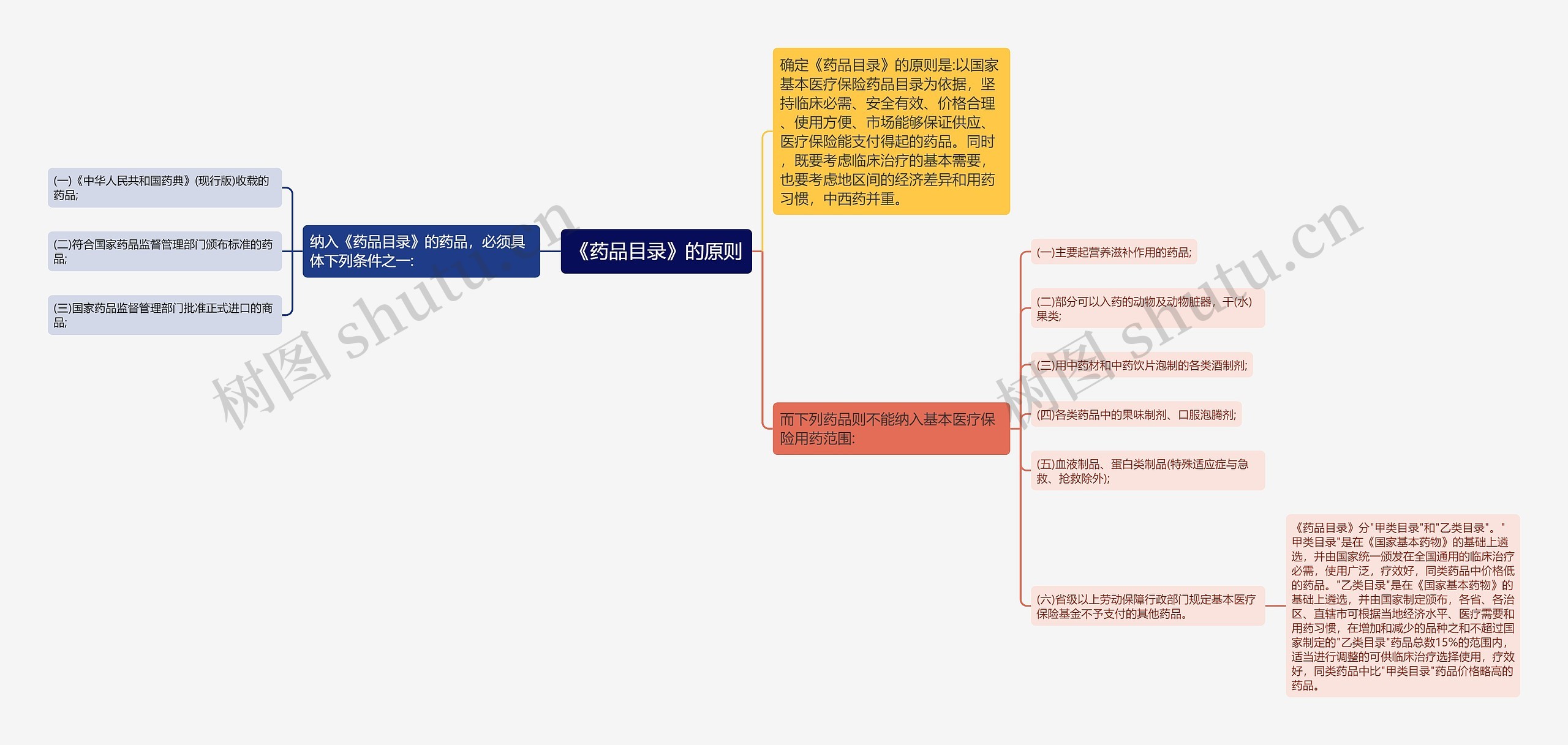 《药品目录》的原则思维导图