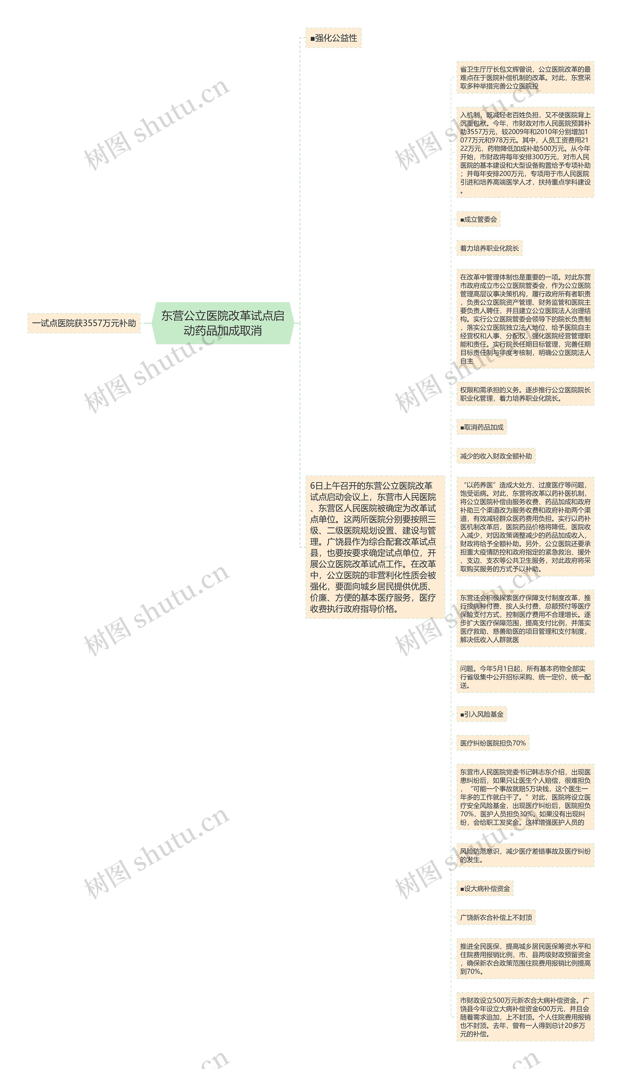 东营公立医院改革试点启动药品加成取消思维导图