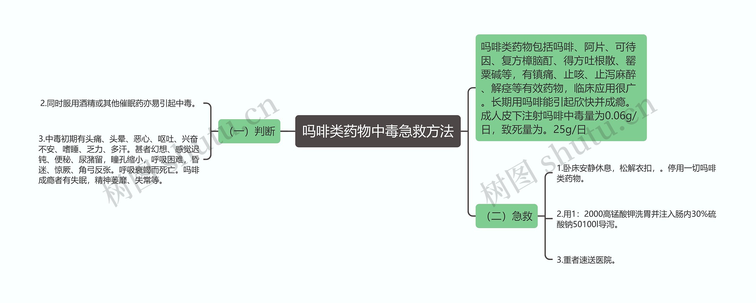 吗啡类药物中毒急救方法思维导图