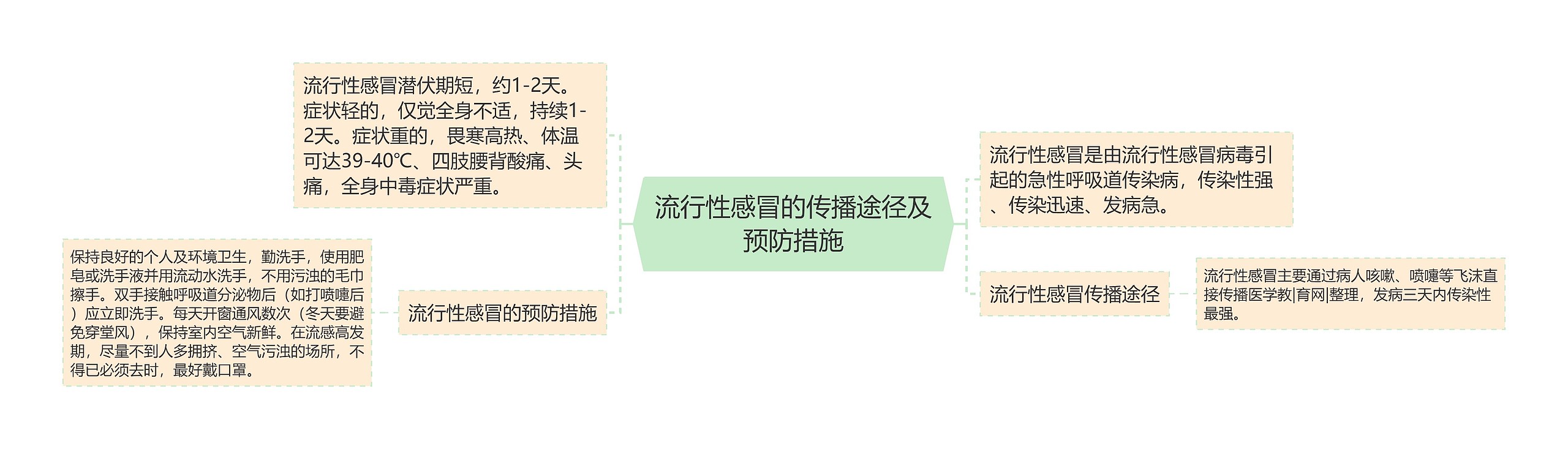 流行性感冒的传播途径及预防措施思维导图