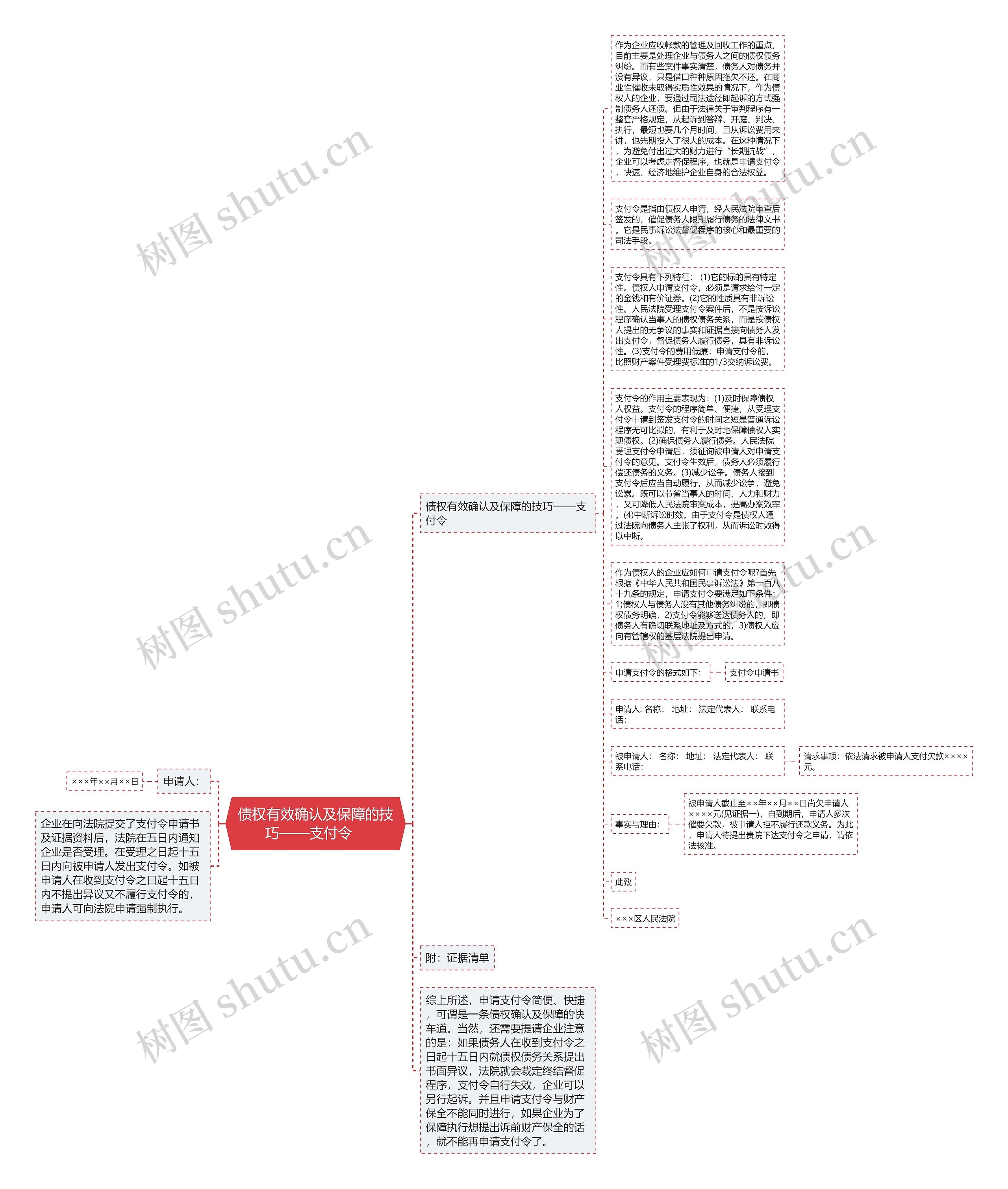 债权有效确认及保障的技巧——支付令　思维导图