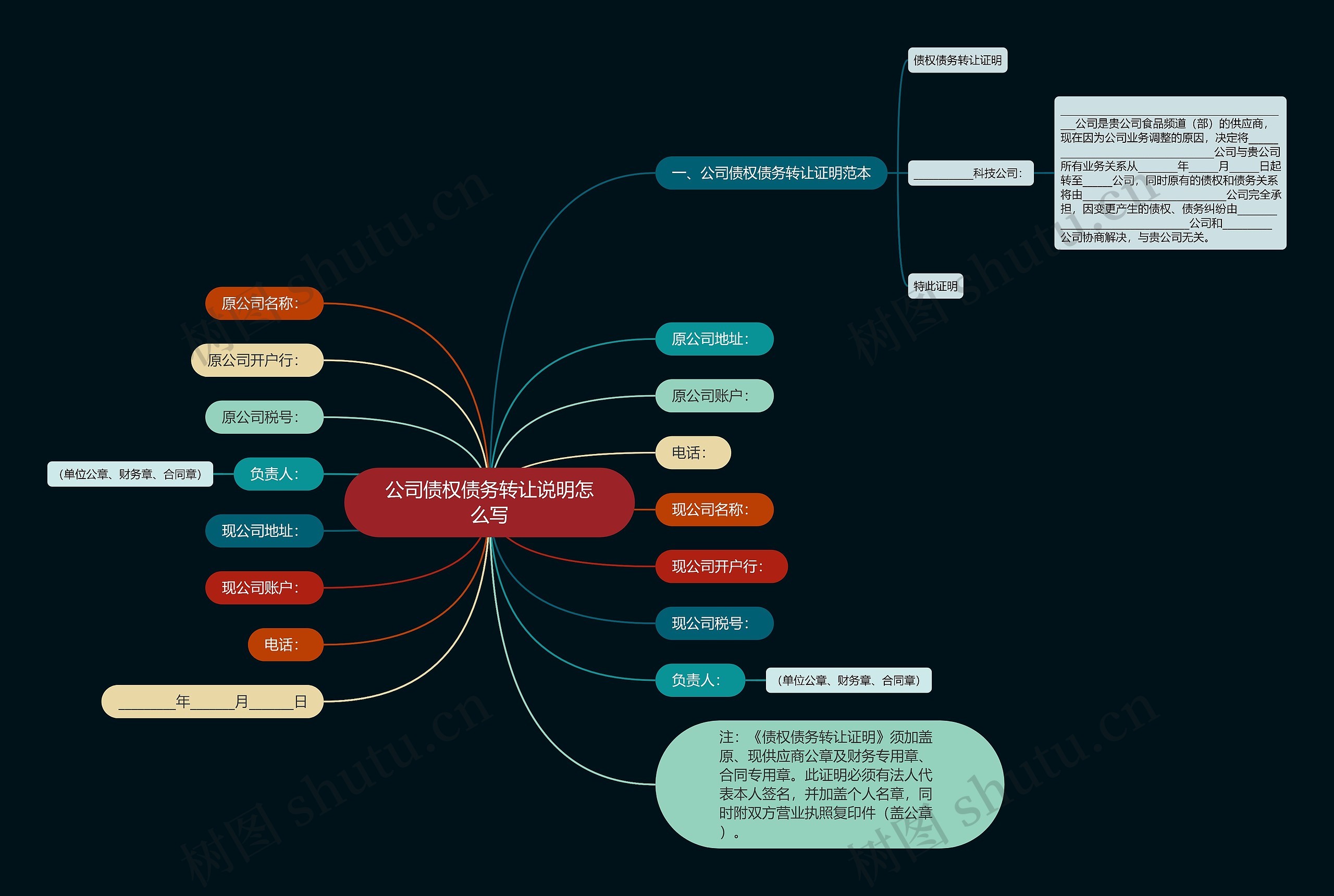 公司债权债务转让说明怎么写思维导图