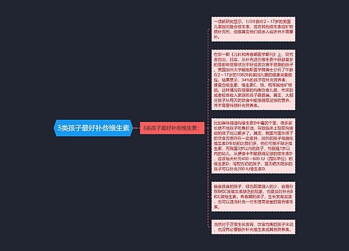 3类孩子最好补些维生素