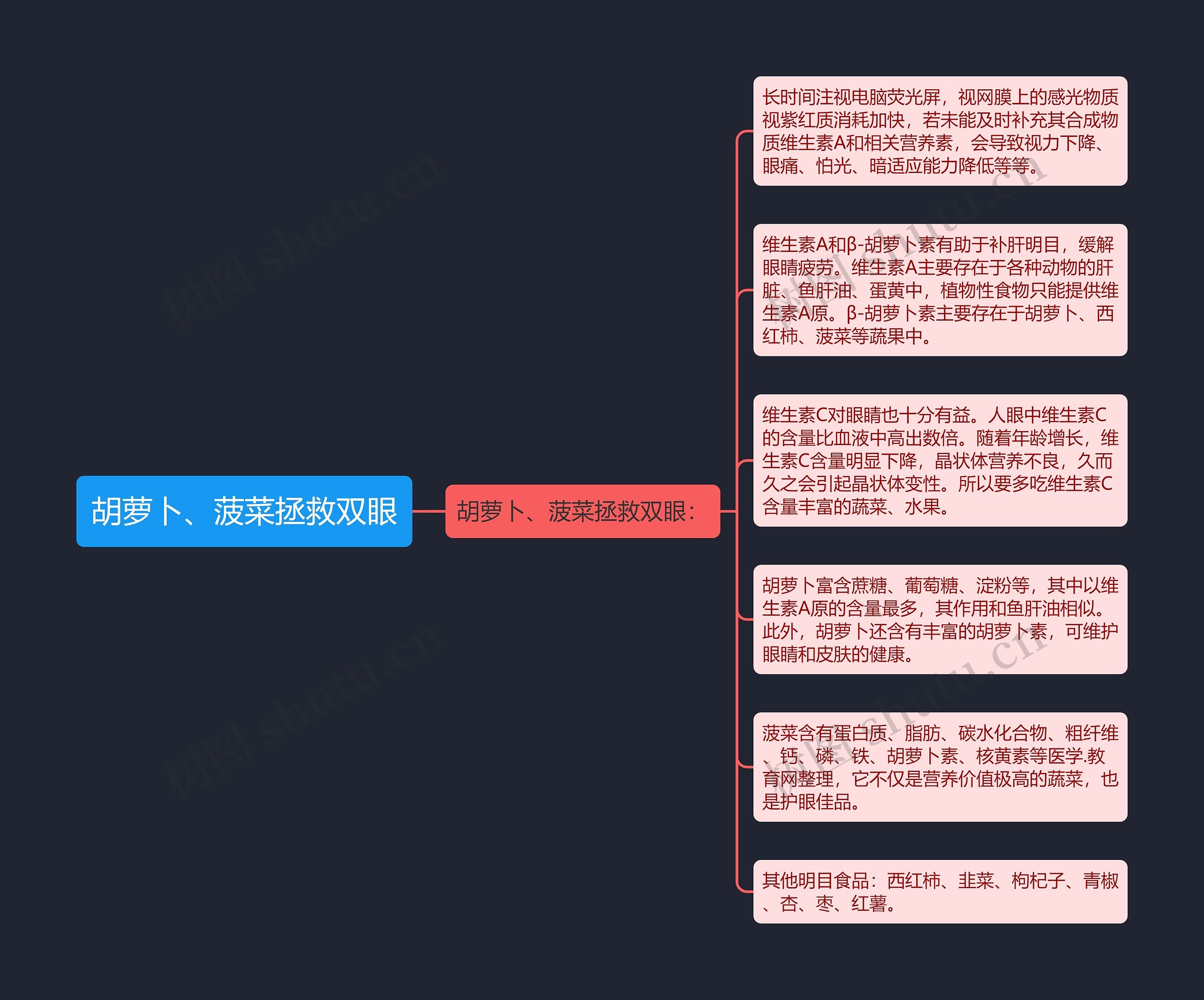 胡萝卜、菠菜拯救双眼思维导图