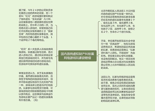 国内首例虚拟财产纠纷案网络游戏玩家获赔偿