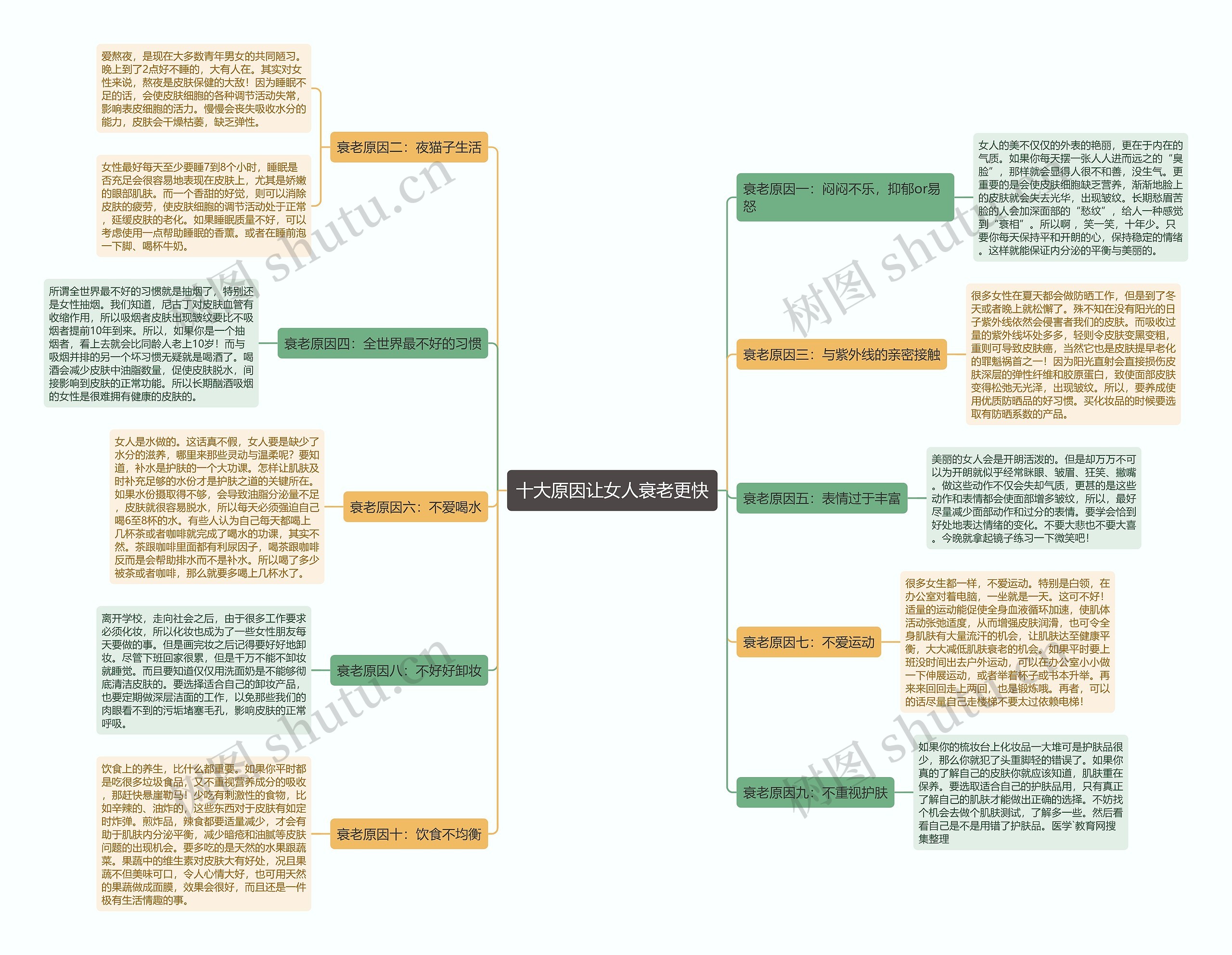 十大原因让女人衰老更快思维导图