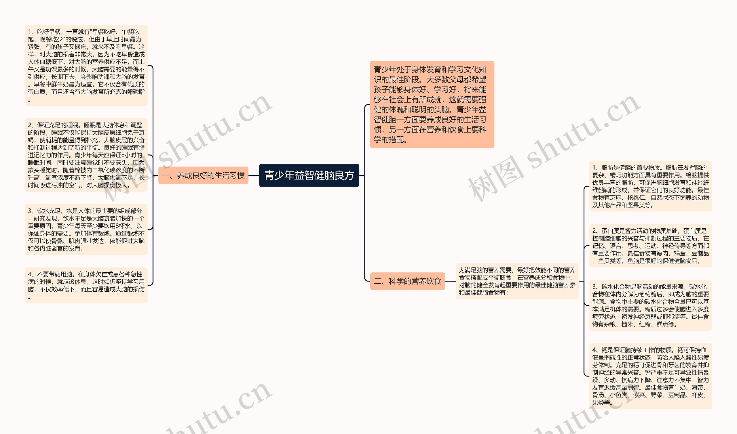 青少年益智健脑良方思维导图