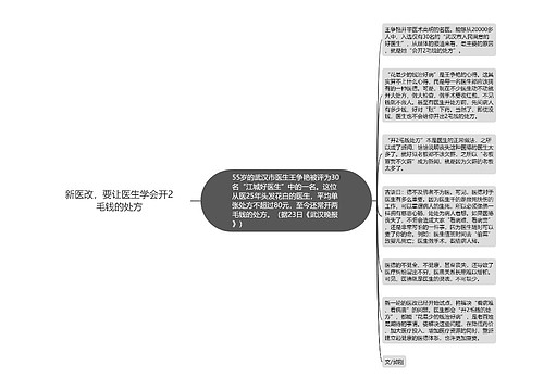 新医改，要让医生学会开2毛钱的处方