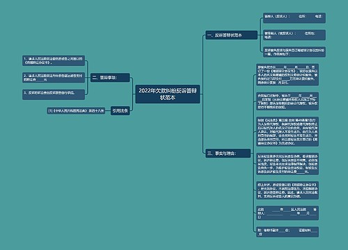 2022年欠款纠纷反诉答辩状范本