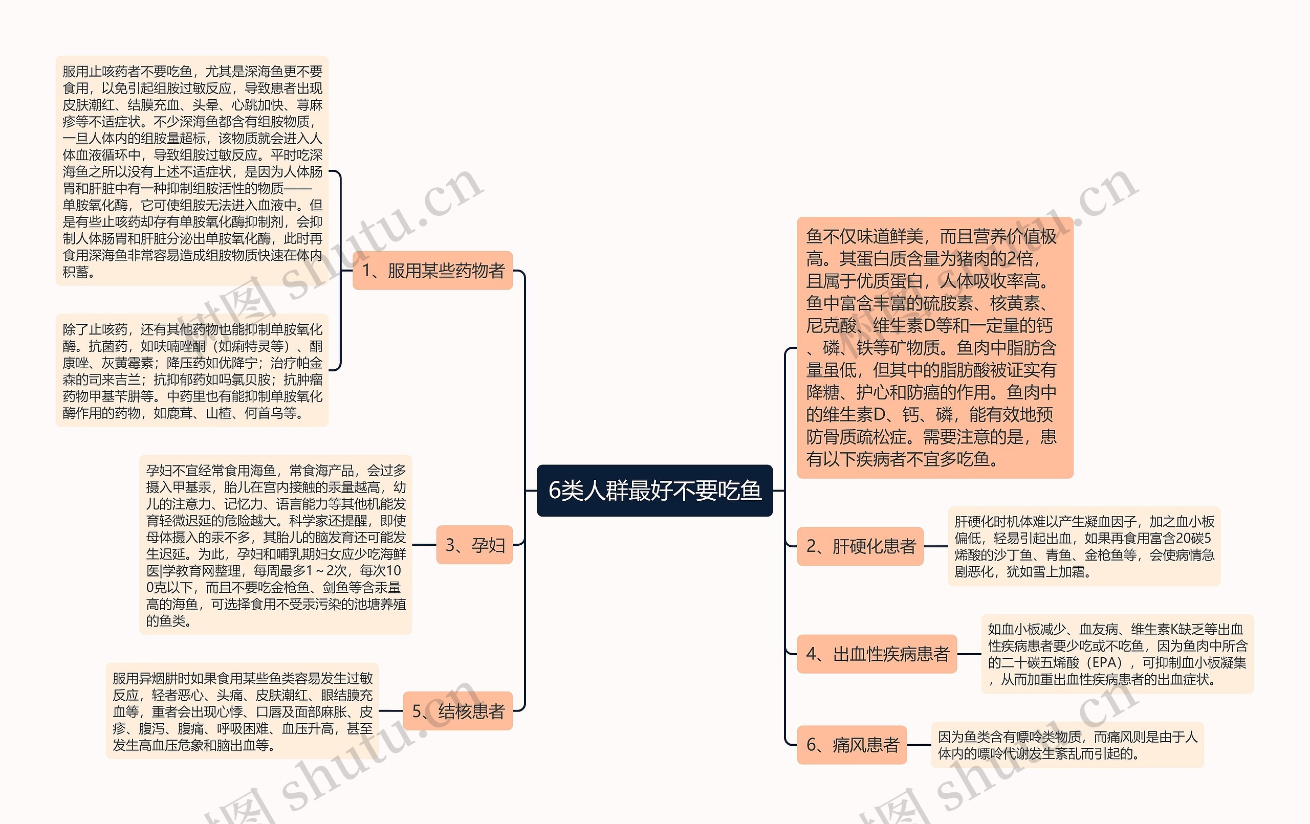 6类人群最好不要吃鱼思维导图