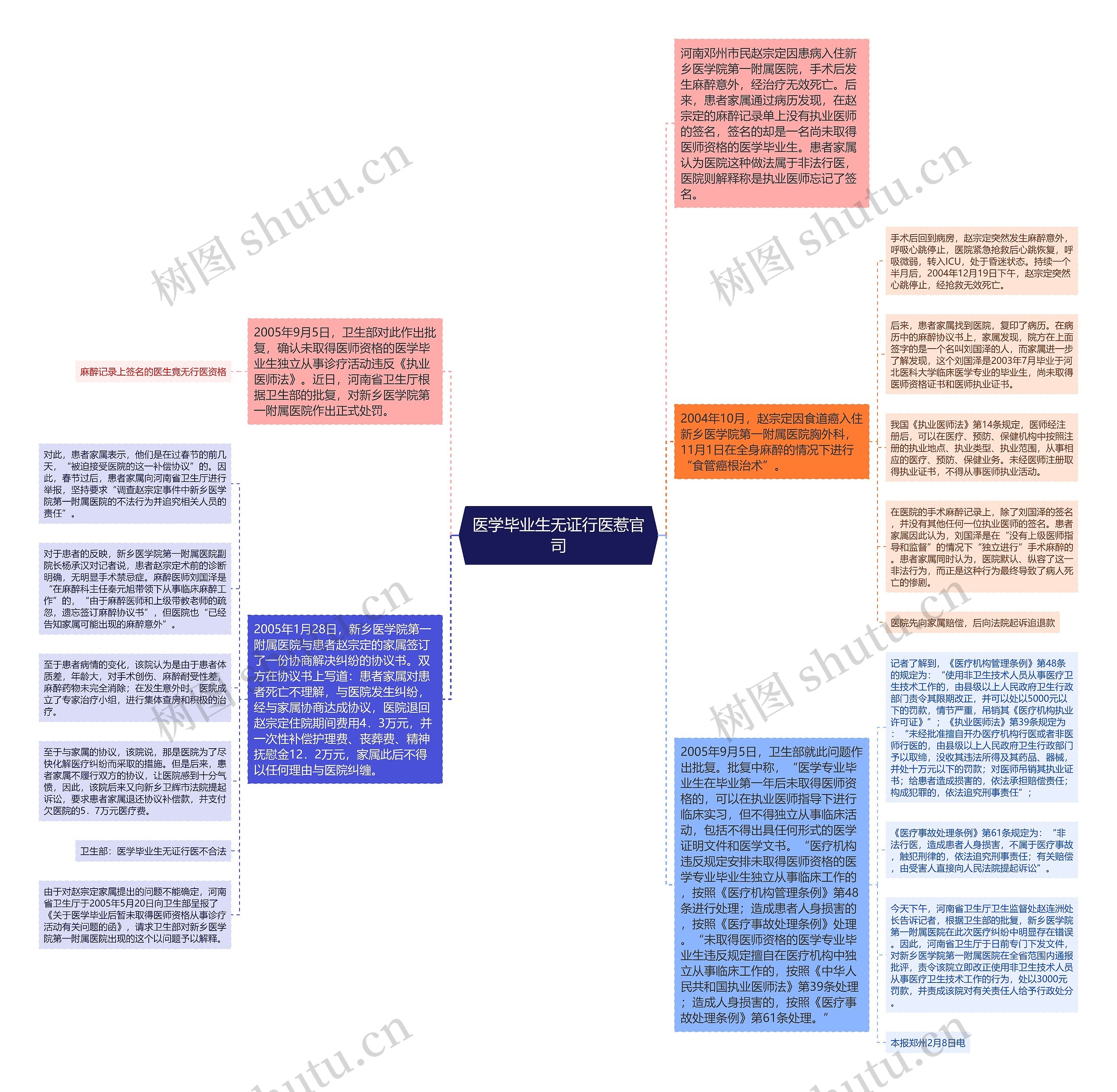 医学毕业生无证行医惹官司思维导图