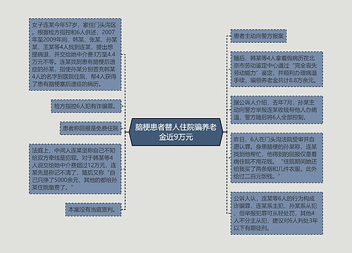 脑梗患者替人住院骗养老金近9万元