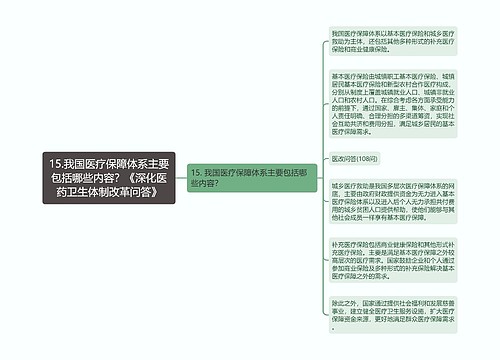 15.我国医疗保障体系主要包括哪些内容？《深化医药卫生体制改革问答》