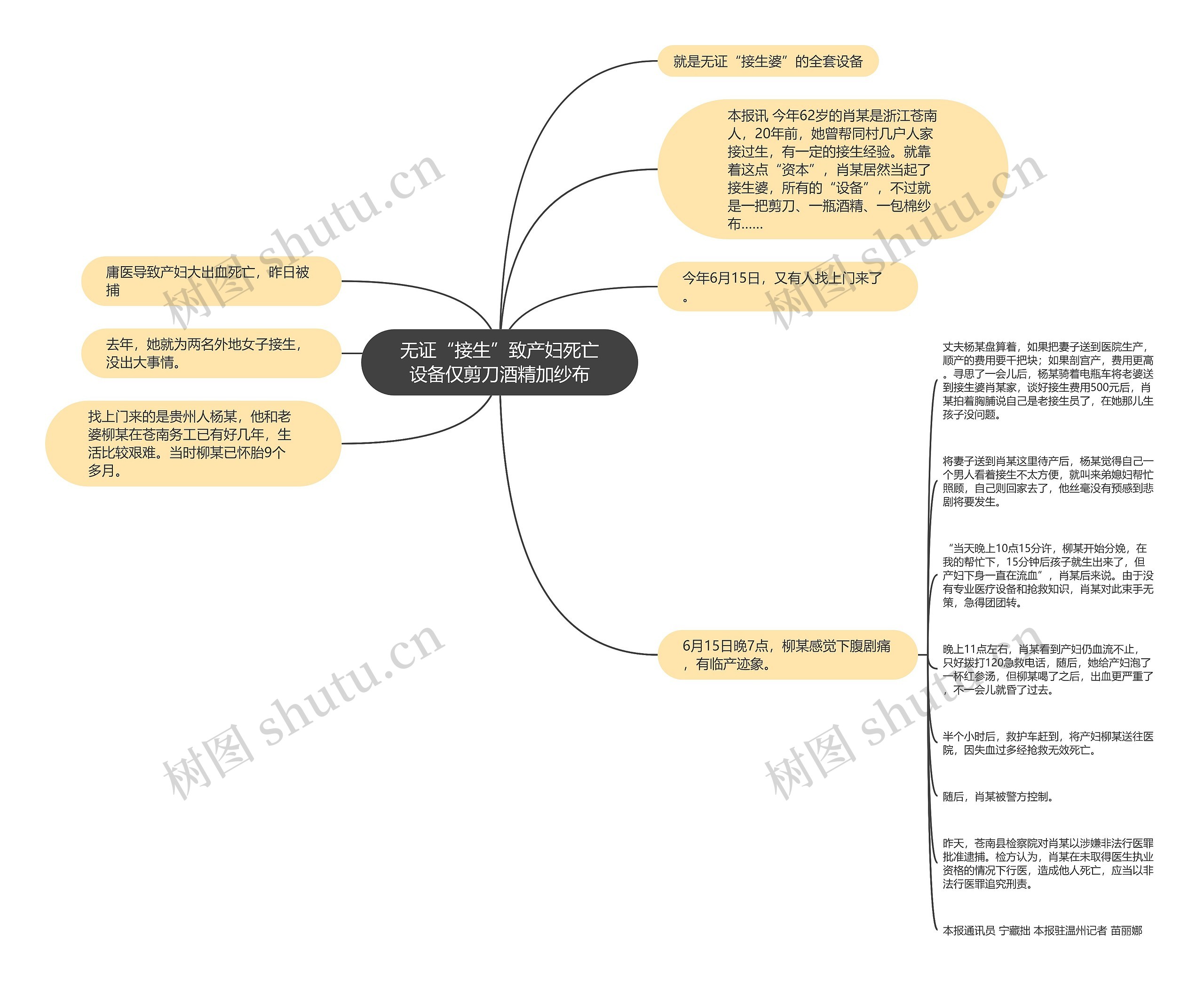 无证“接生”致产妇死亡设备仅剪刀酒精加纱布思维导图