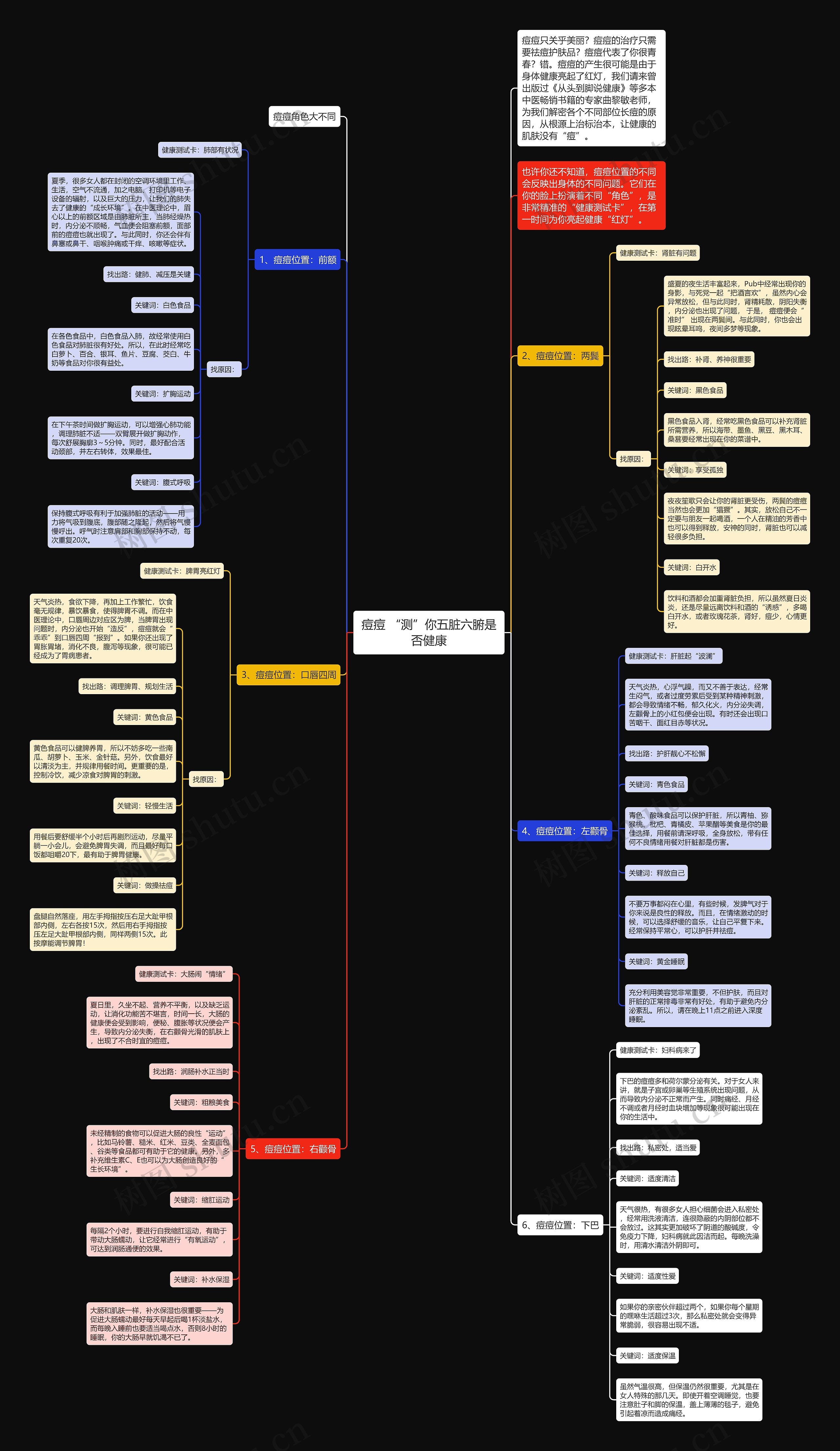 痘痘 “测”你五脏六腑是否健康思维导图