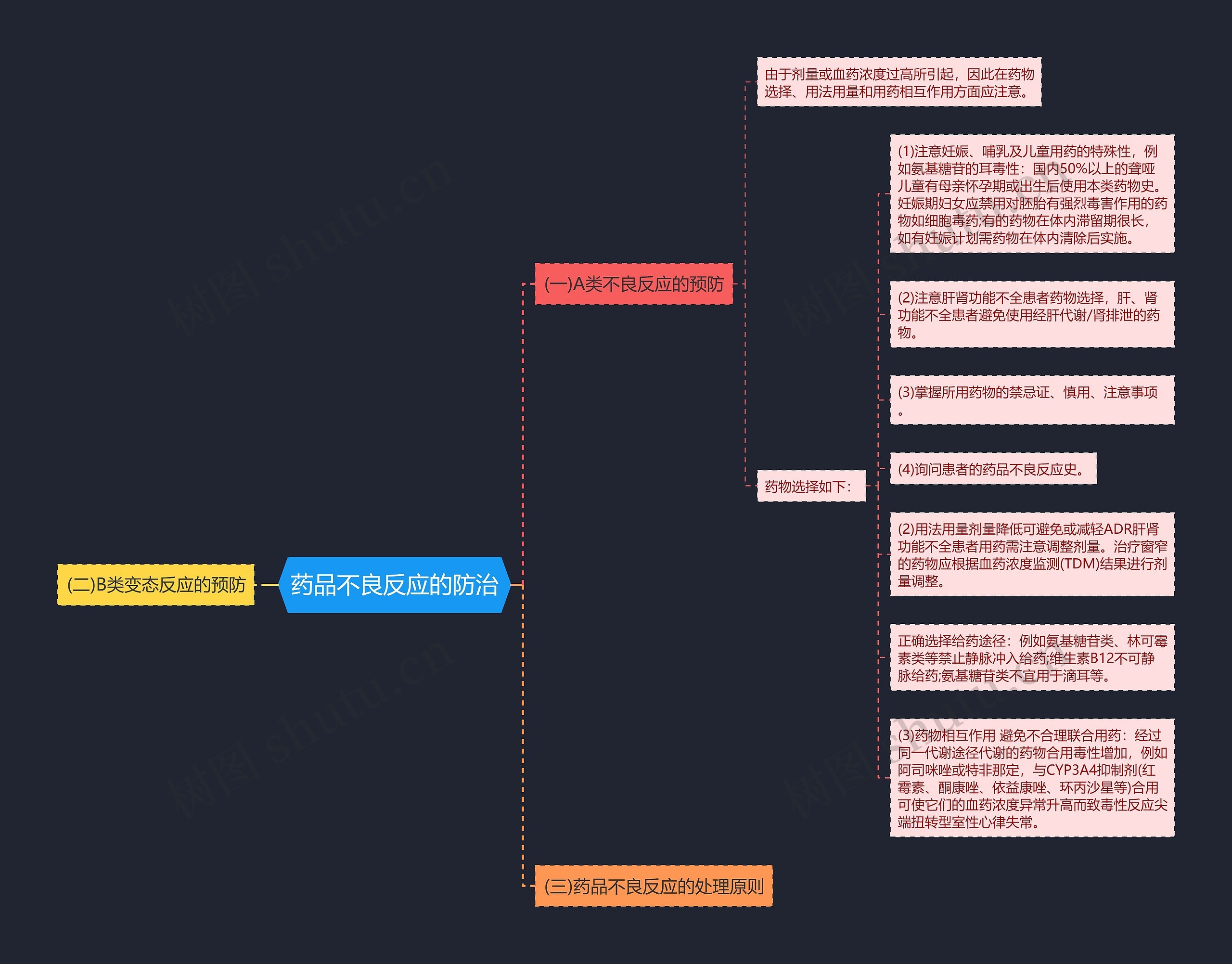 药品不良反应的防治思维导图