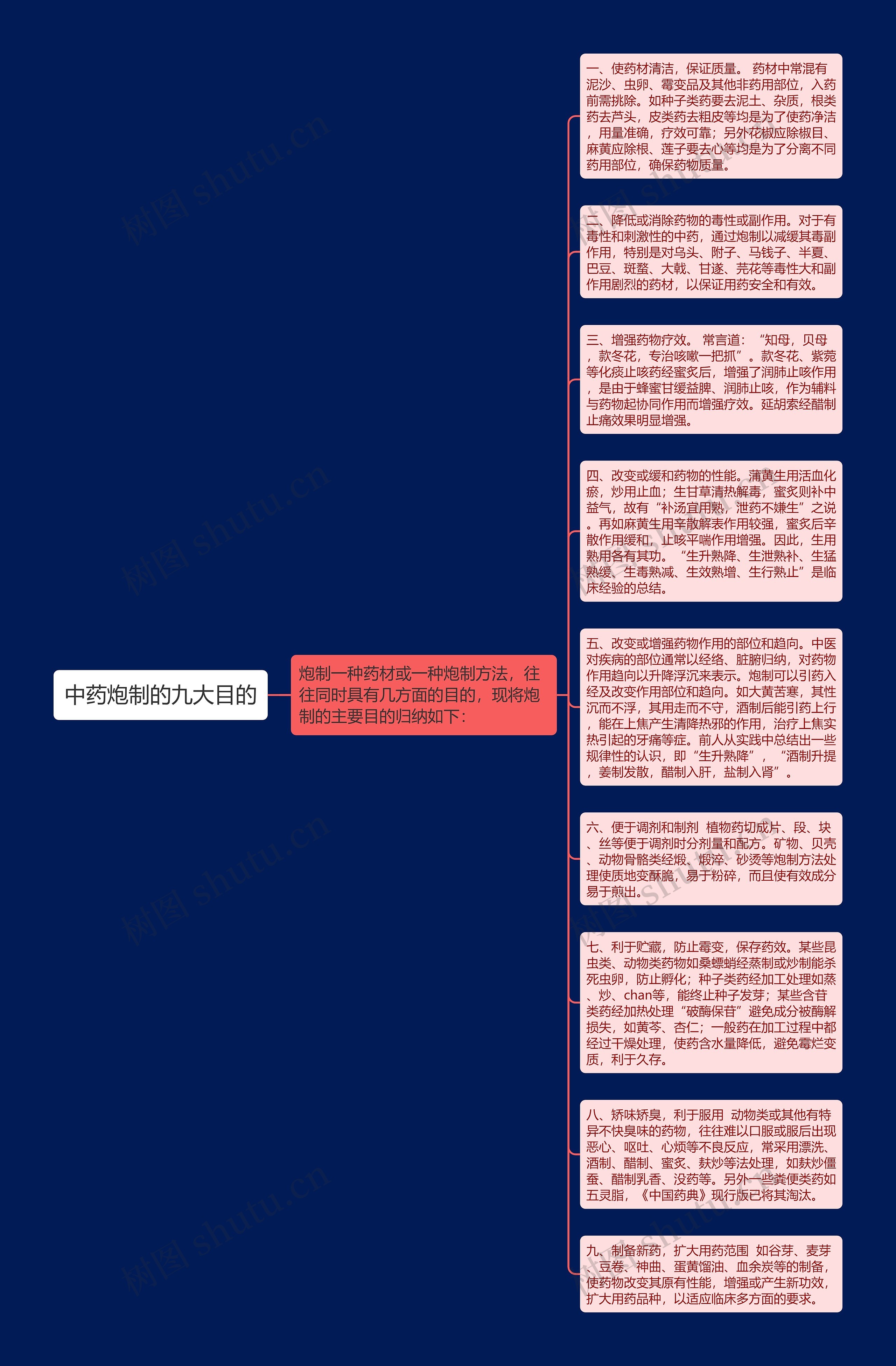 中药炮制的九大目的思维导图