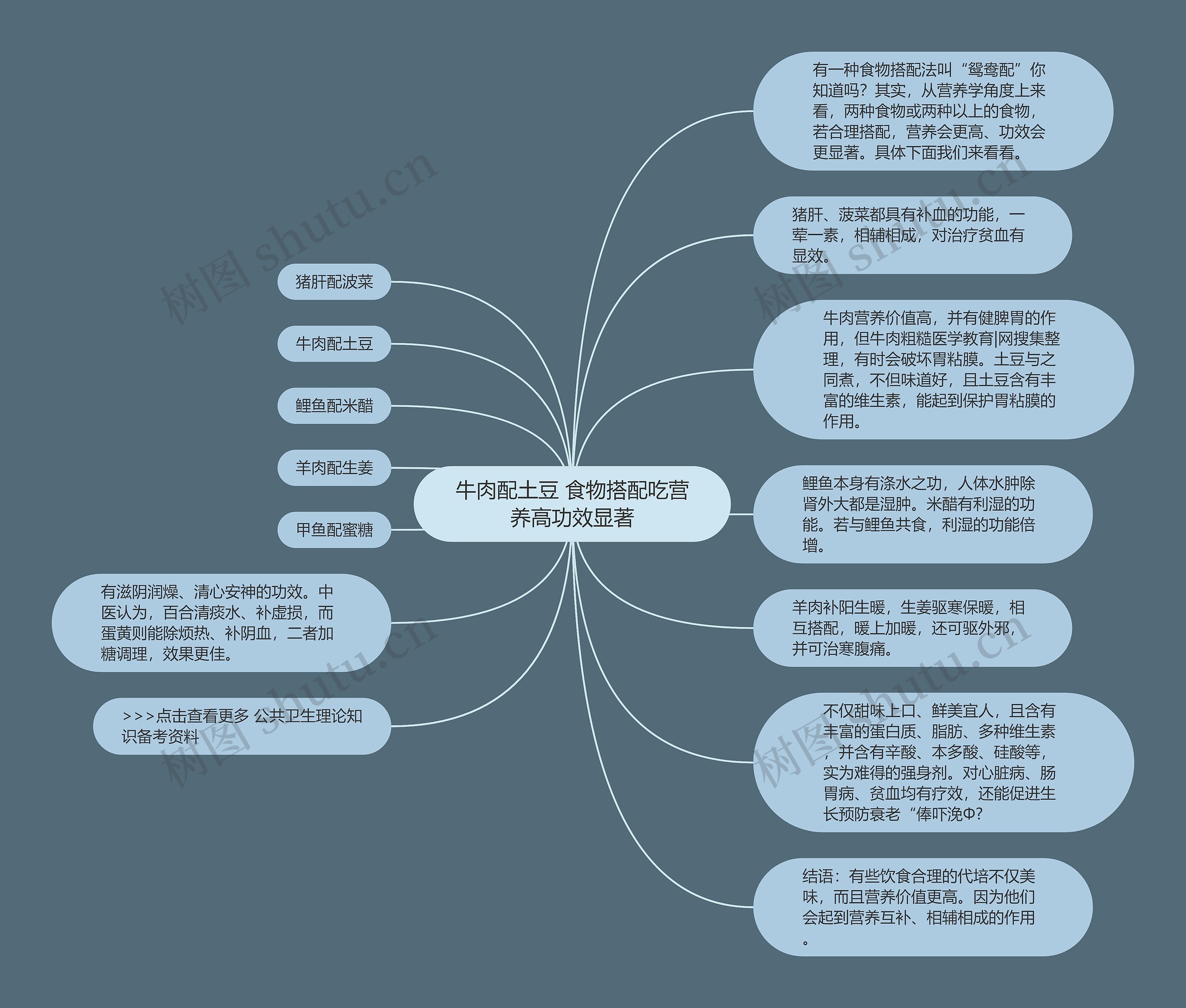 牛肉配土豆 食物搭配吃营养高功效显著思维导图