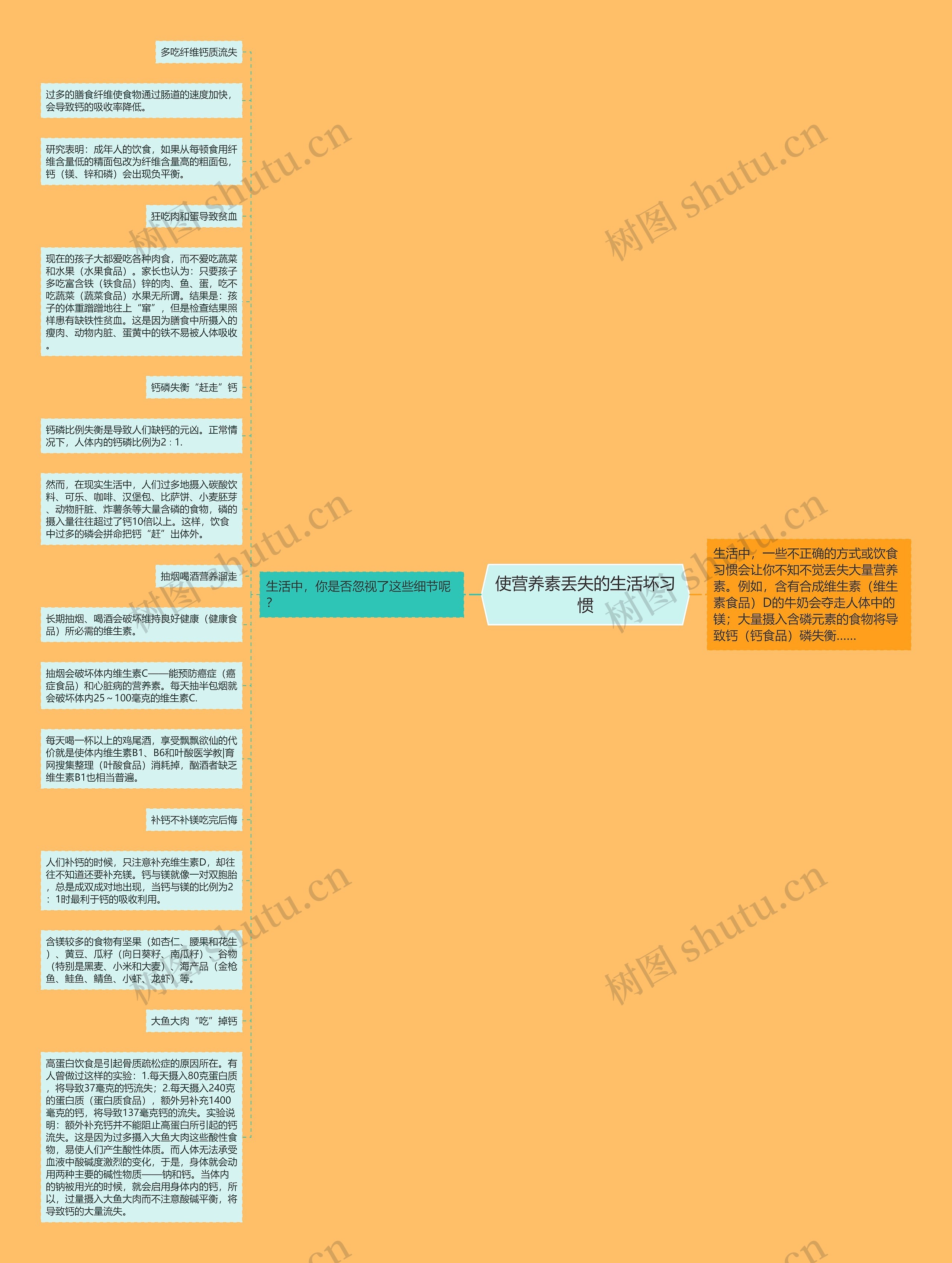 使营养素丢失的生活坏习惯思维导图