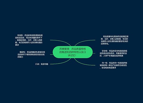 药事管理：药品质量特性的概述和四种特性以及口诀记忆！