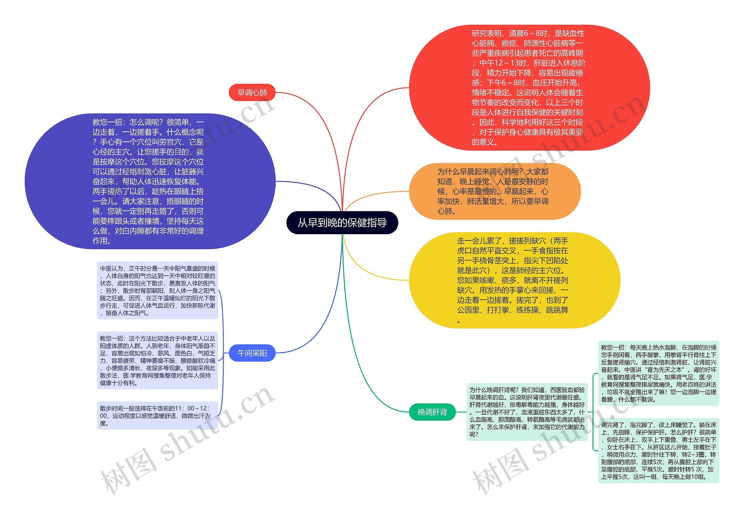 从早到晚的保健指导思维导图