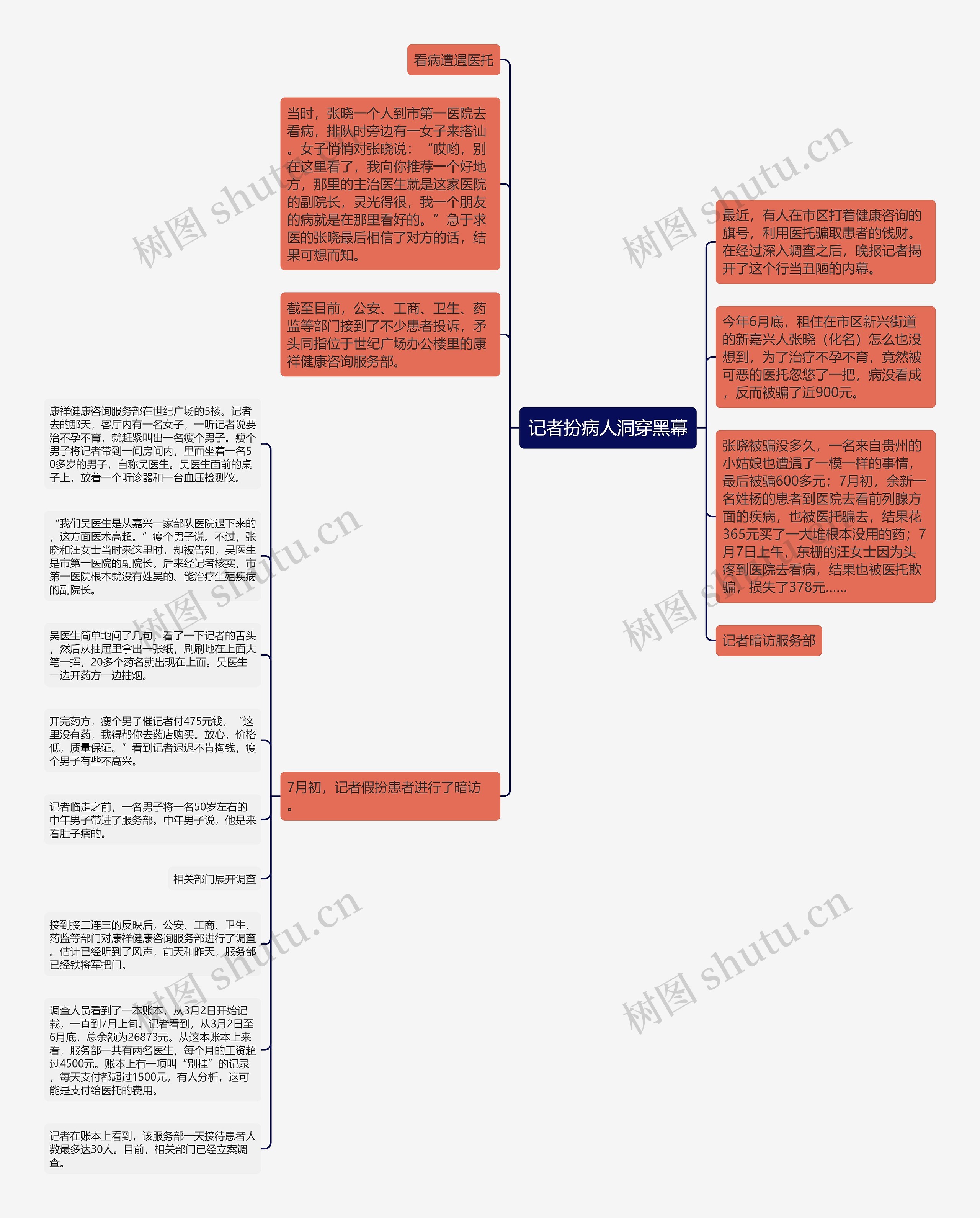 记者扮病人洞穿黑幕思维导图