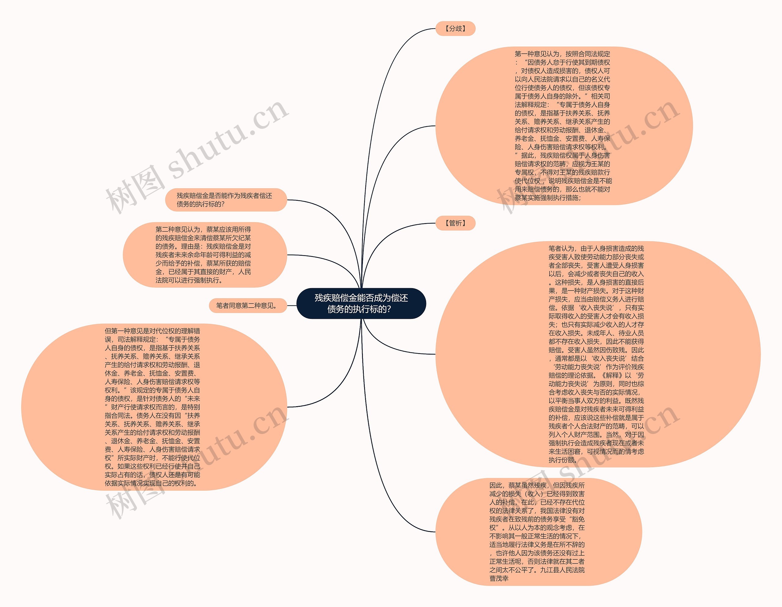残疾赔偿金能否成为偿还债务的执行标的？思维导图