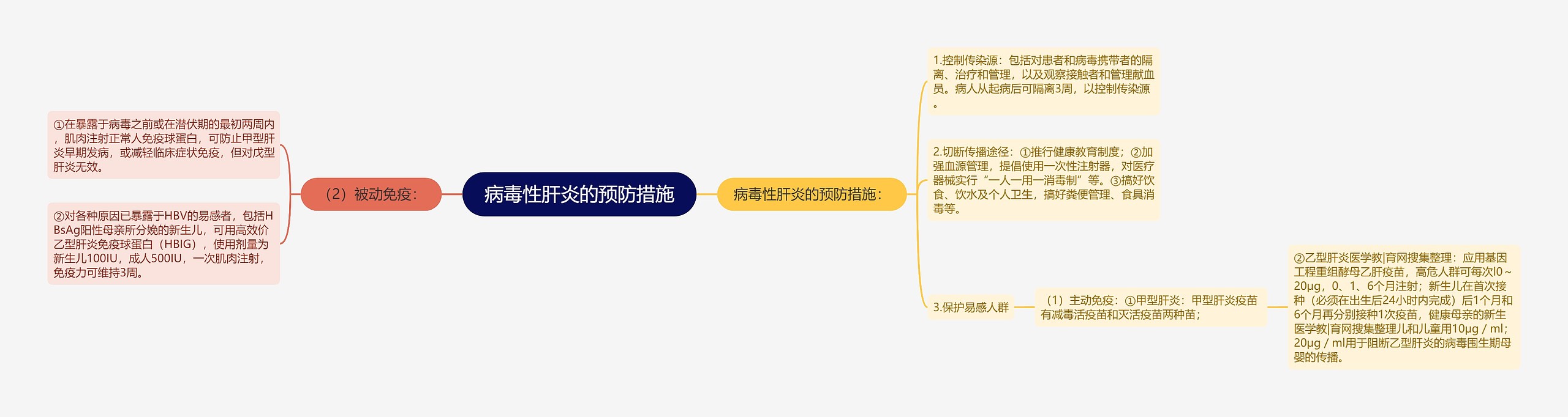 病毒性肝炎的预防措施思维导图