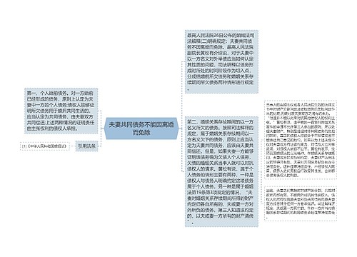 夫妻共同债务不能因离婚而免除