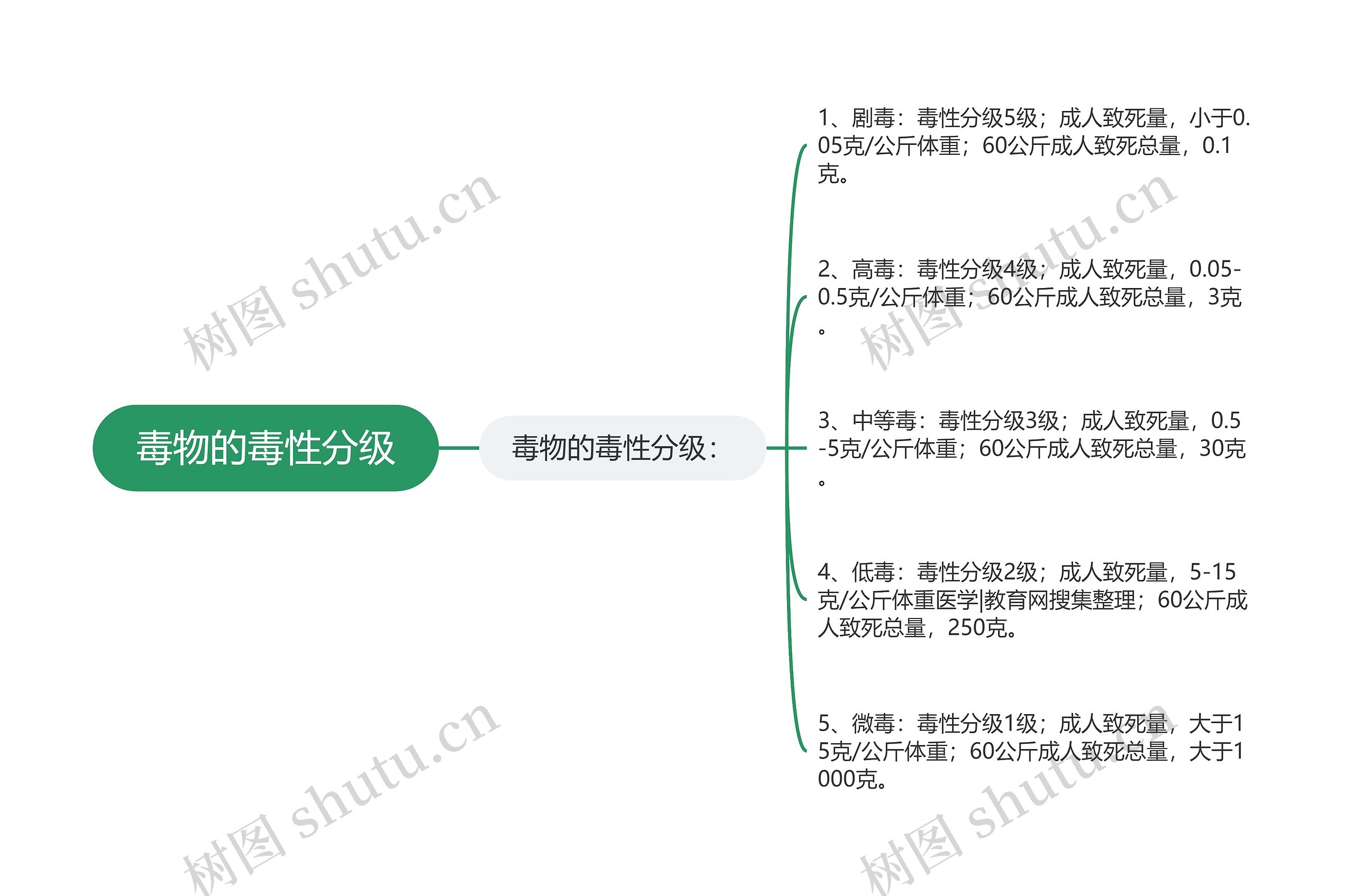 毒物的毒性分级思维导图