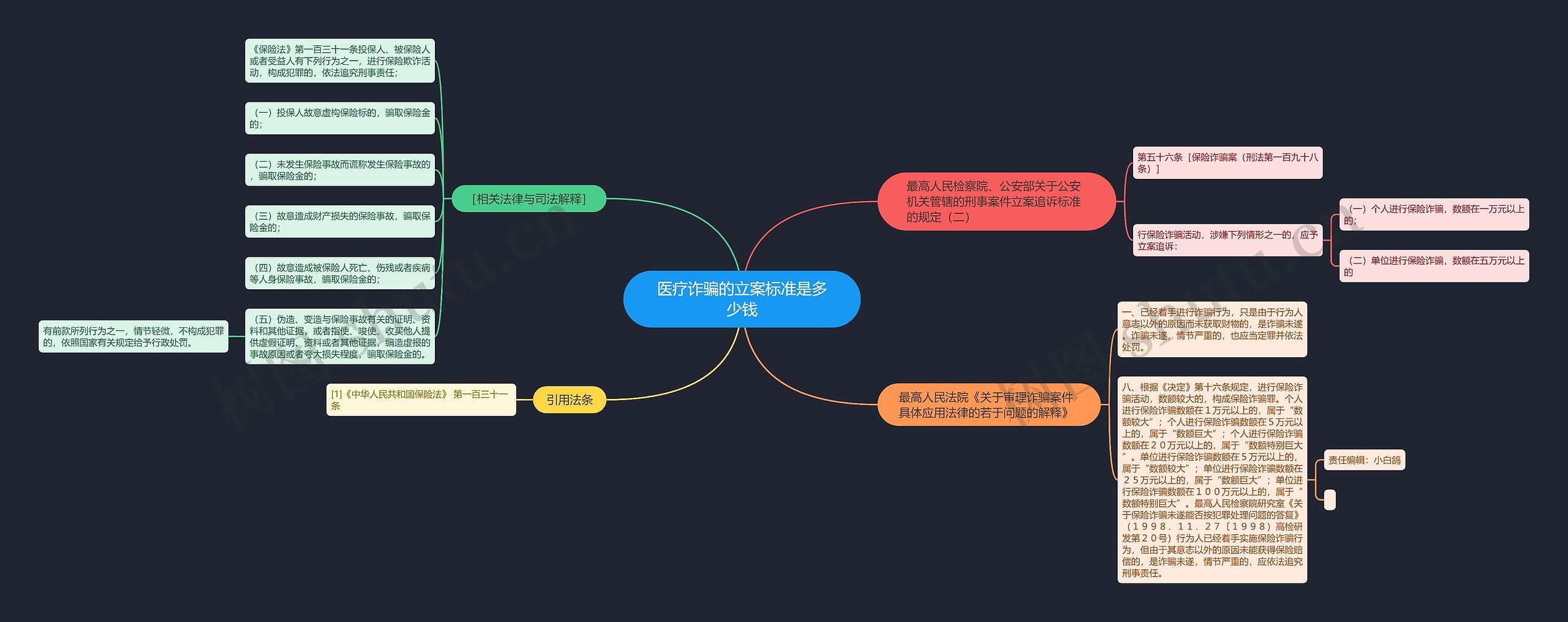 医疗诈骗的立案标准是多少钱思维导图