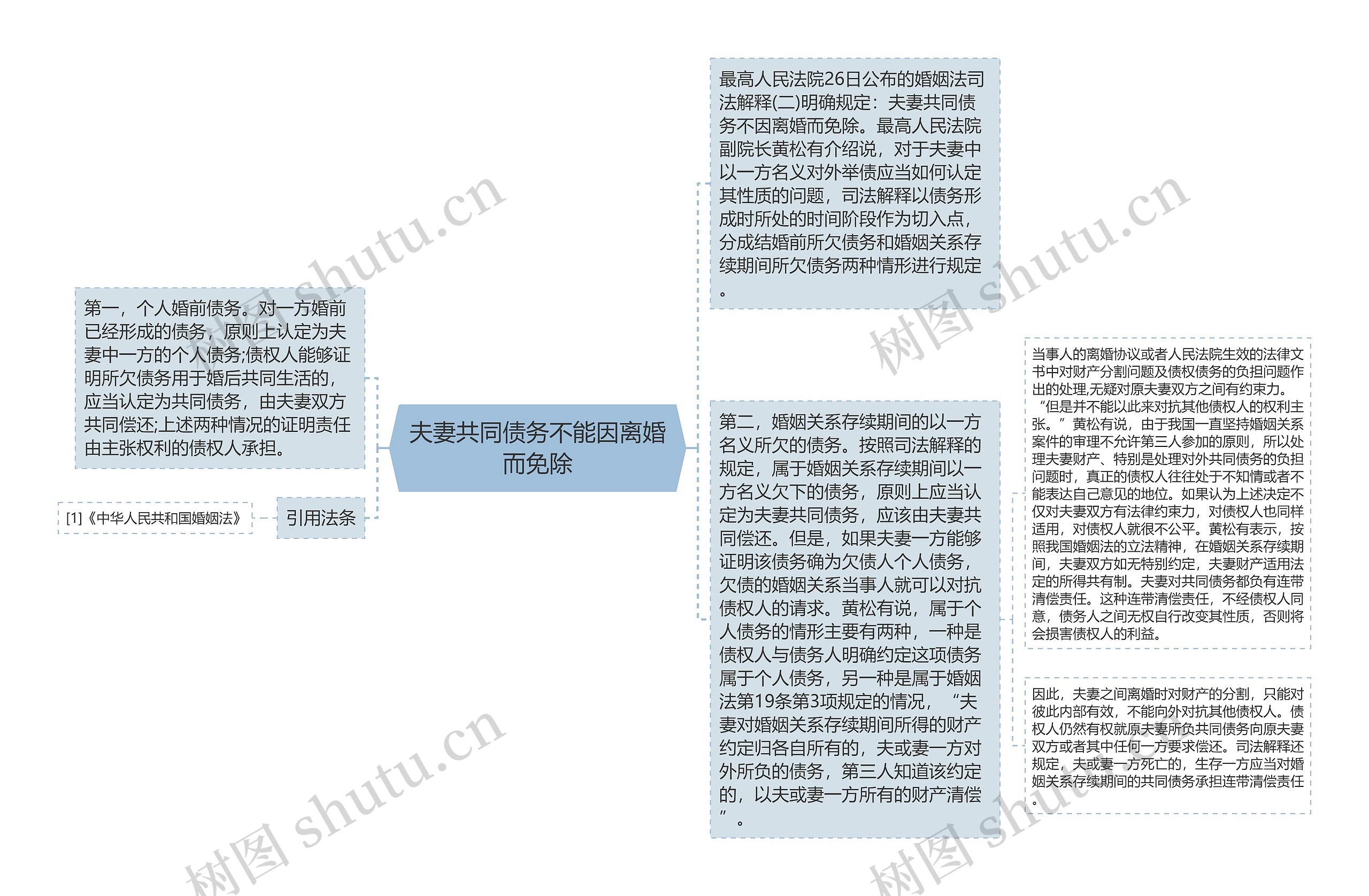 夫妻共同债务不能因离婚而免除思维导图