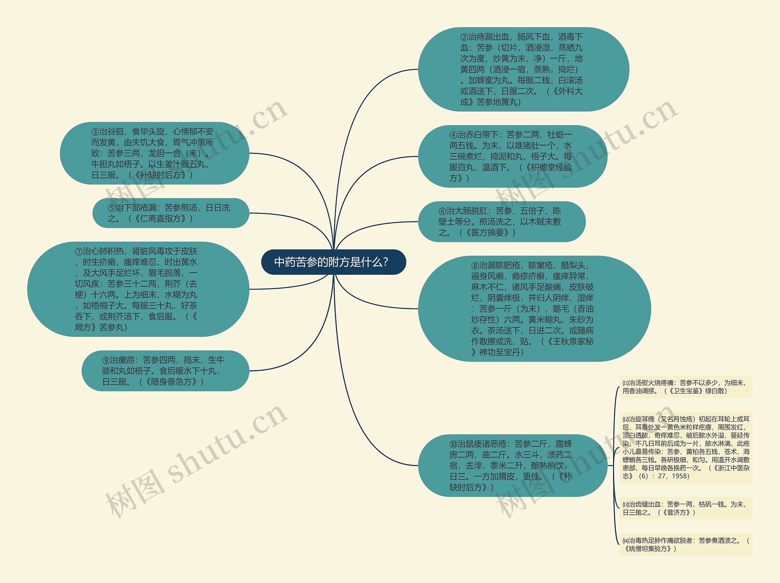 中药苦参的附方是什么？思维导图