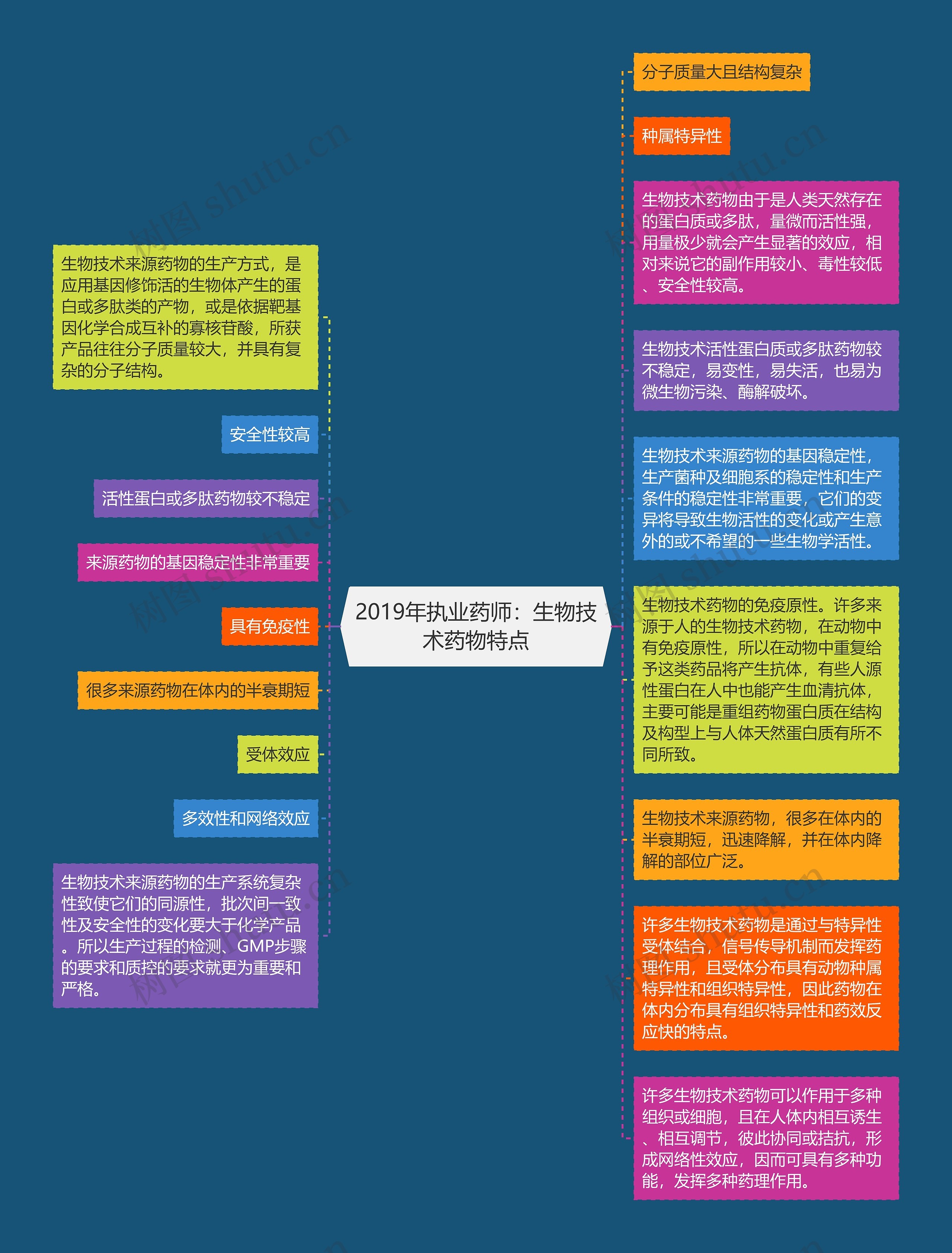 2019年执业药师：生物技术药物特点思维导图