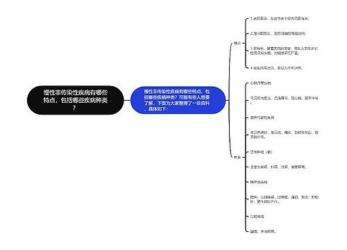 慢性非传染性疾病有哪些特点，包括哪些疾病种类？