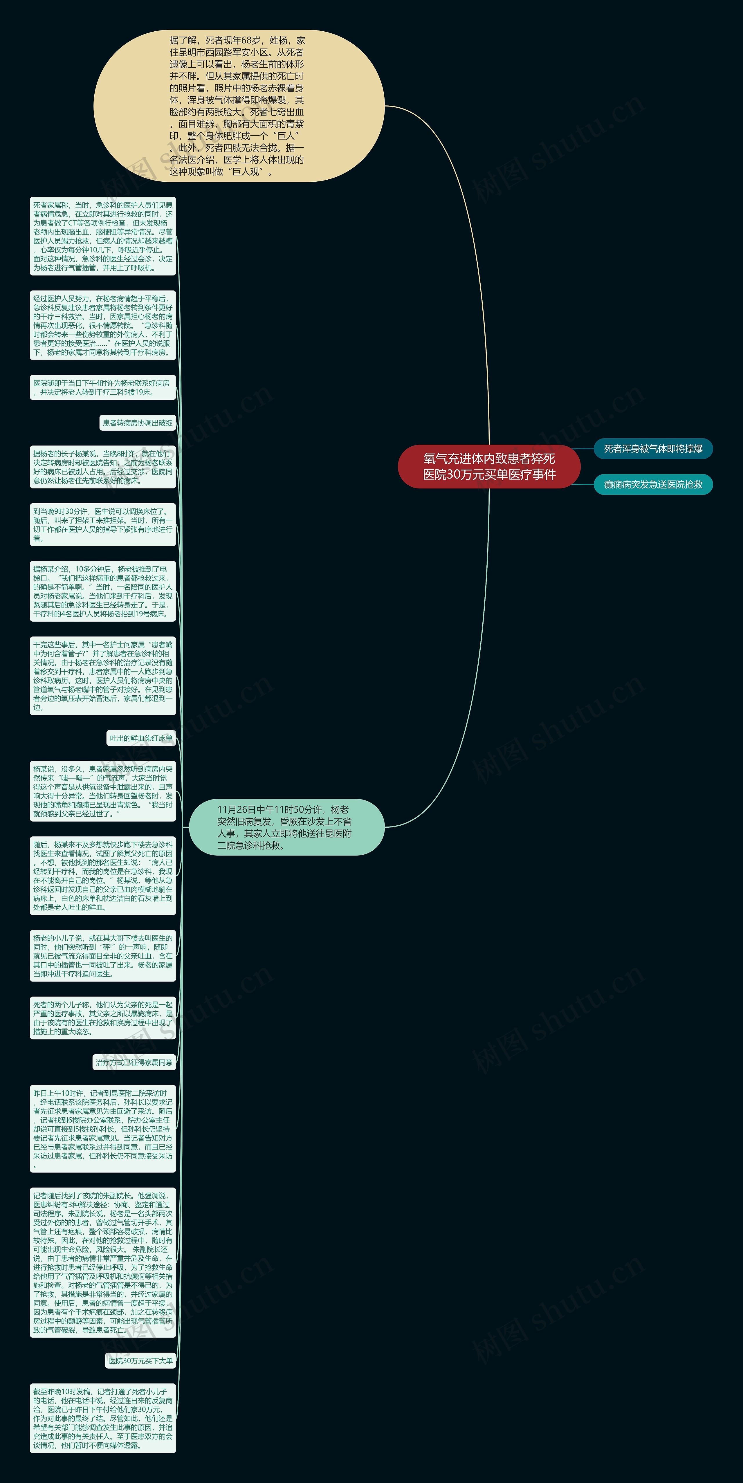 氧气充进体内致患者猝死医院30万元买单医疗事件思维导图