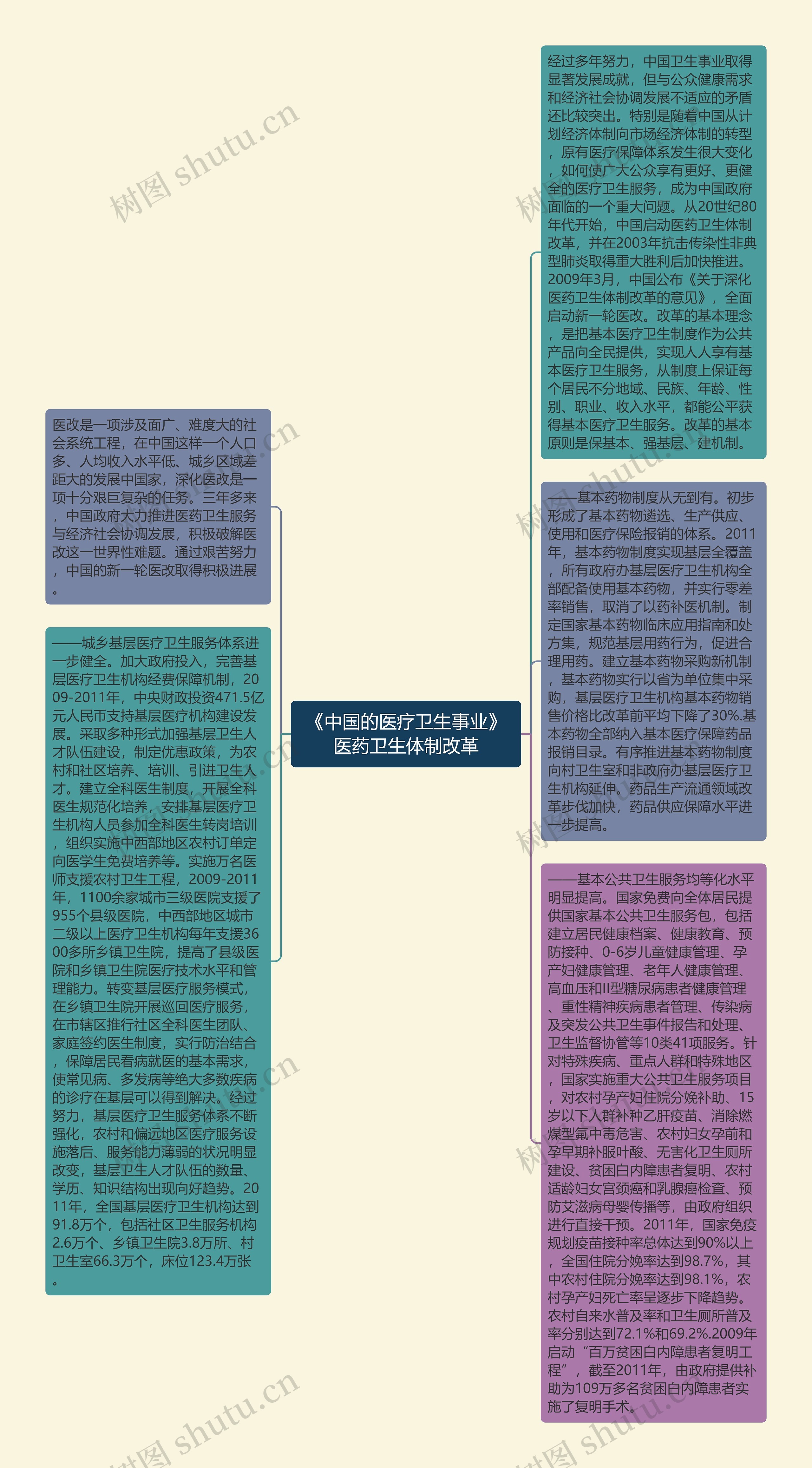 《中国的医疗卫生事业》医药卫生体制改革思维导图