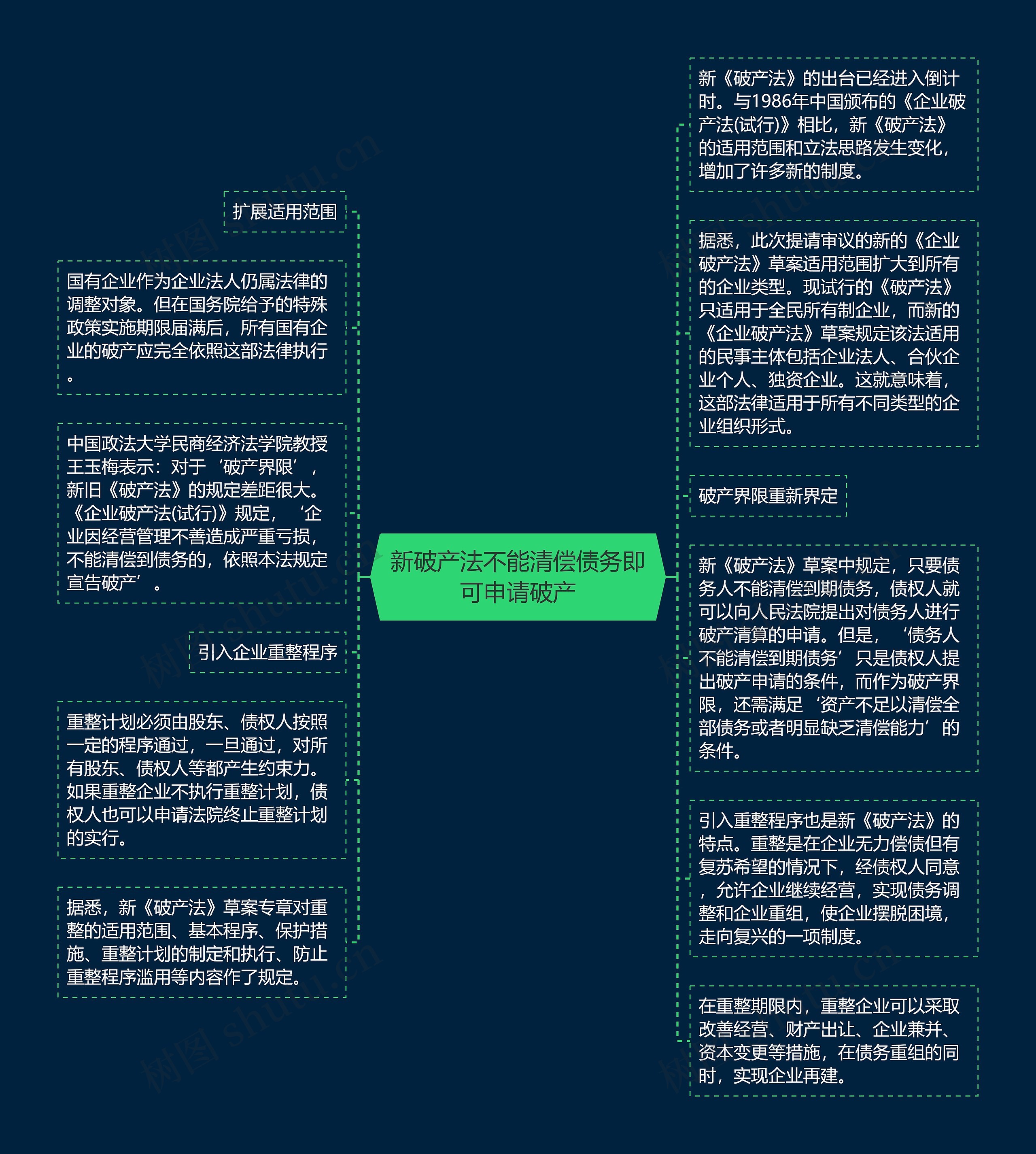 新破产法不能清偿债务即可申请破产思维导图