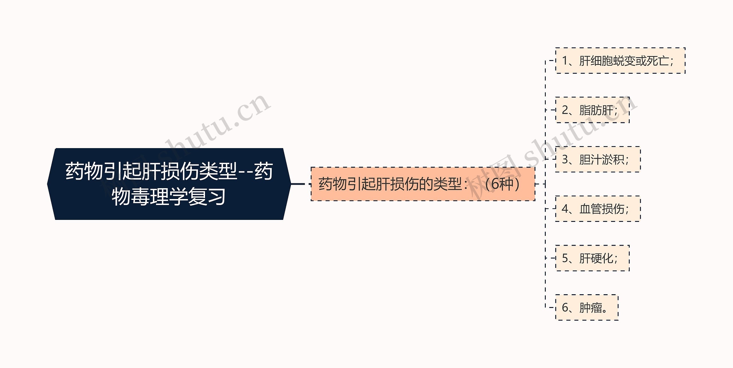 药物引起肝损伤类型--药物毒理学复习思维导图