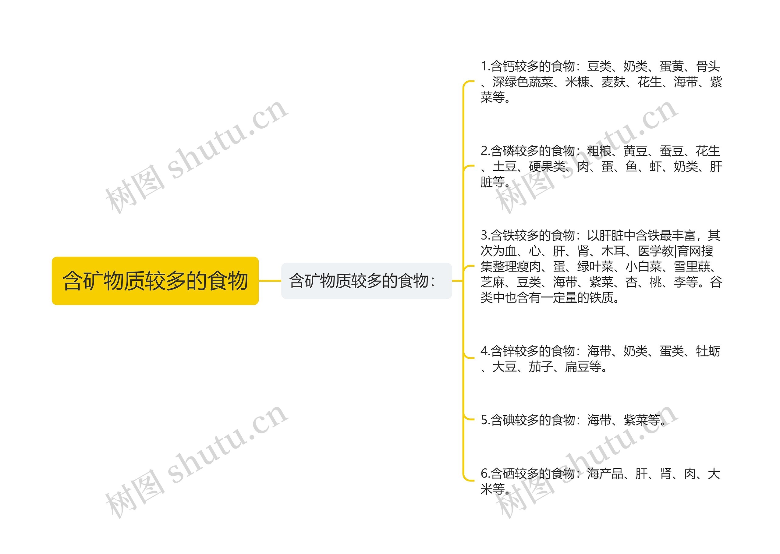 含矿物质较多的食物思维导图